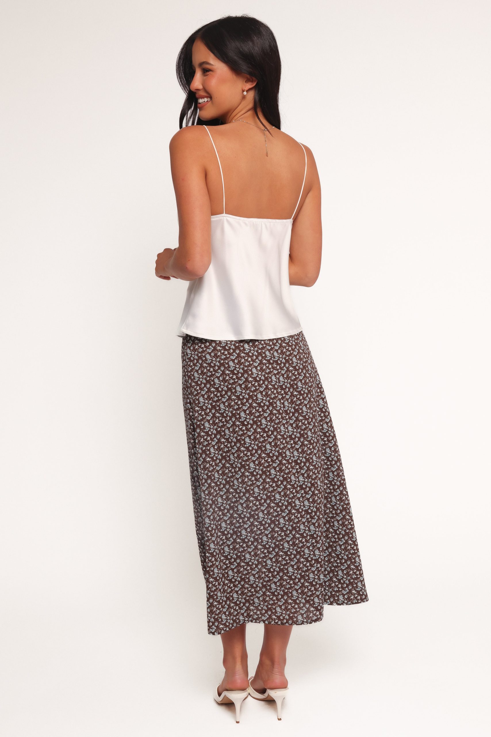 Willow Midi Skirt - Brown Blue Floral - Image 5