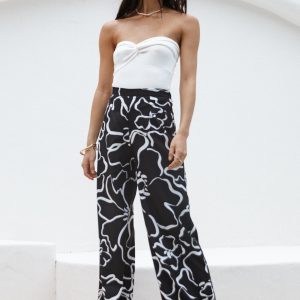 York Pant - White Black Floral
