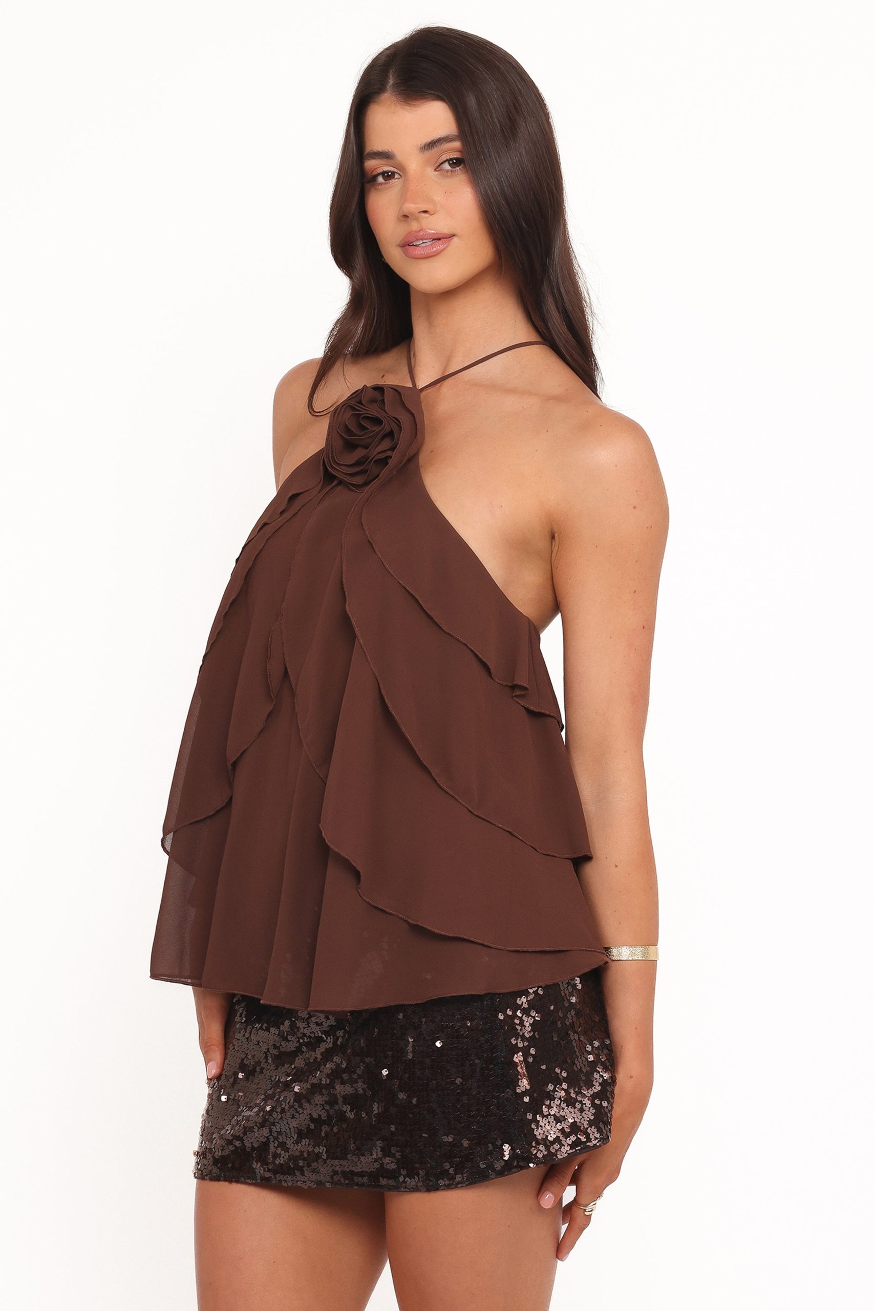 Zinnia Sequin Mini Skirt - Brown - Image 4