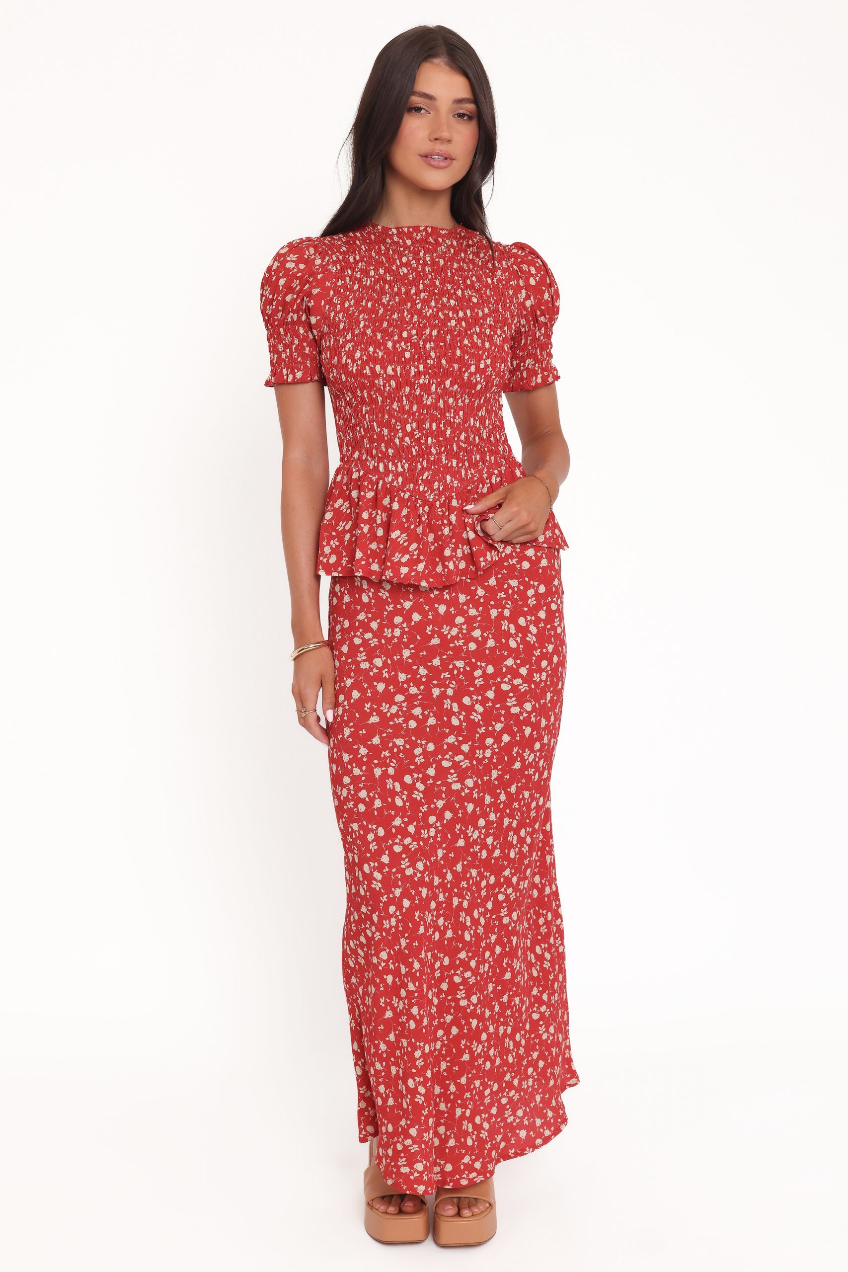 Zoella Maxi Skirt - Red Floral - Image 2