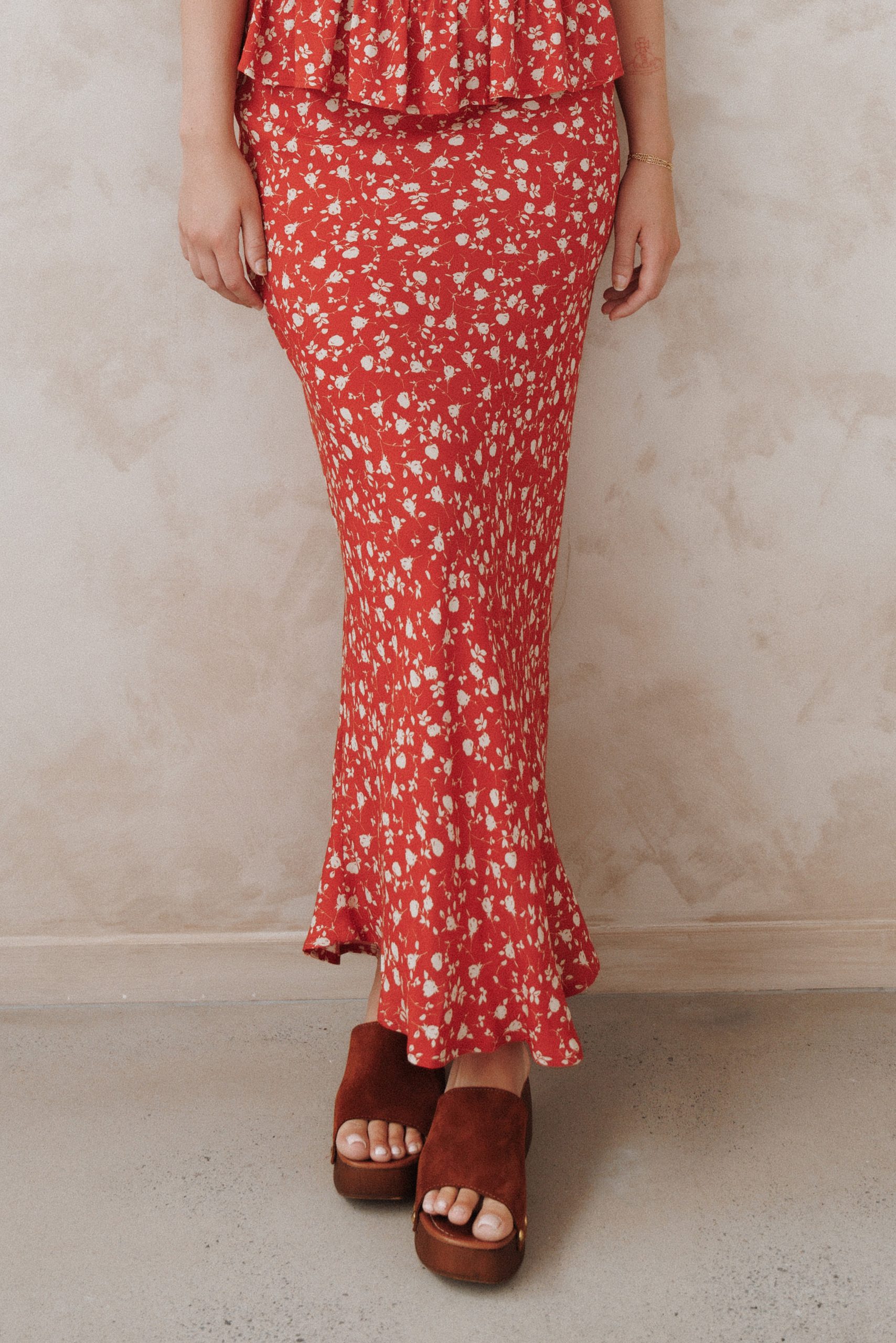 Zoella Maxi Skirt - Red Floral - Image 8