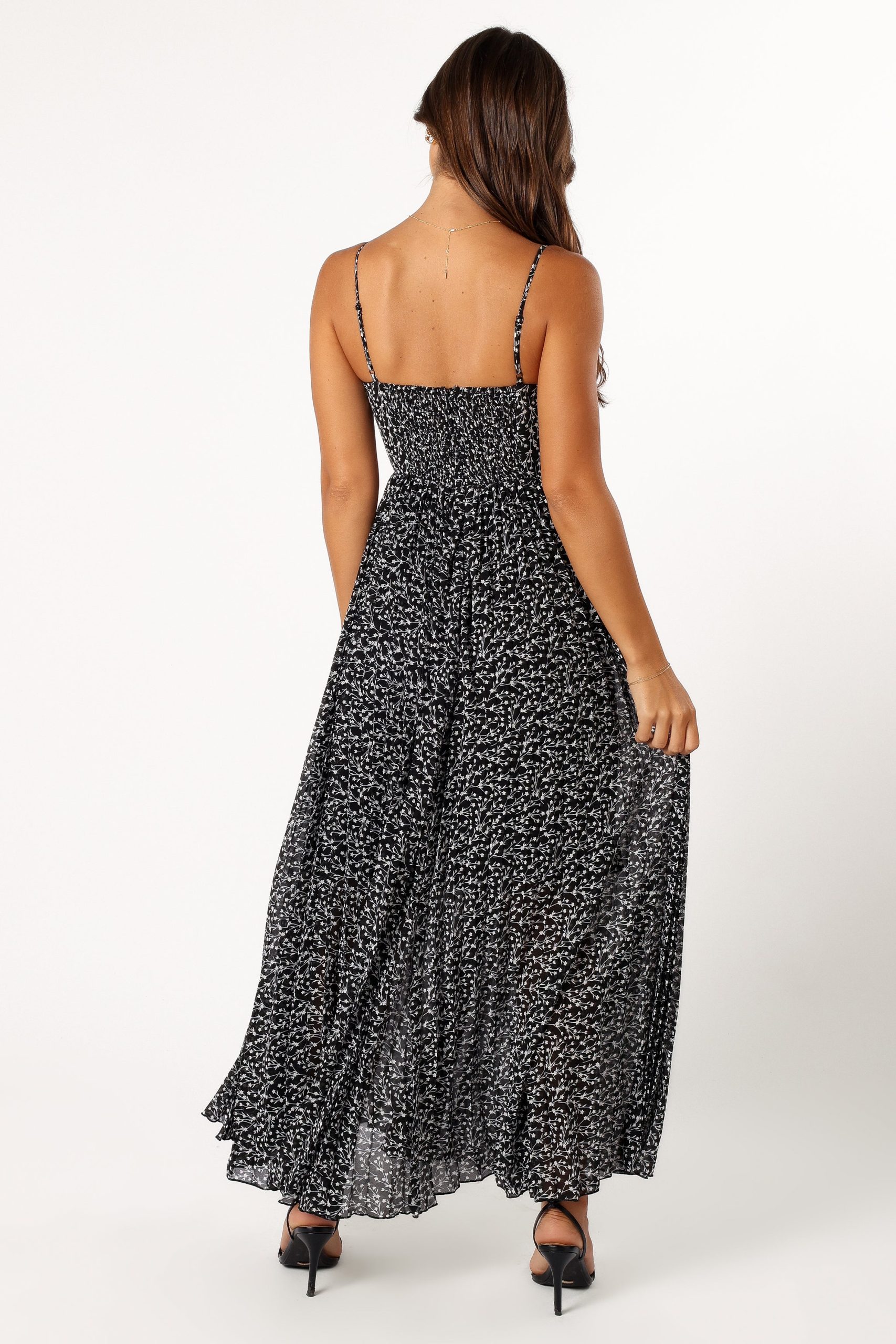 Achanti Pleated Maxi Dress - Black Floral - Image 8