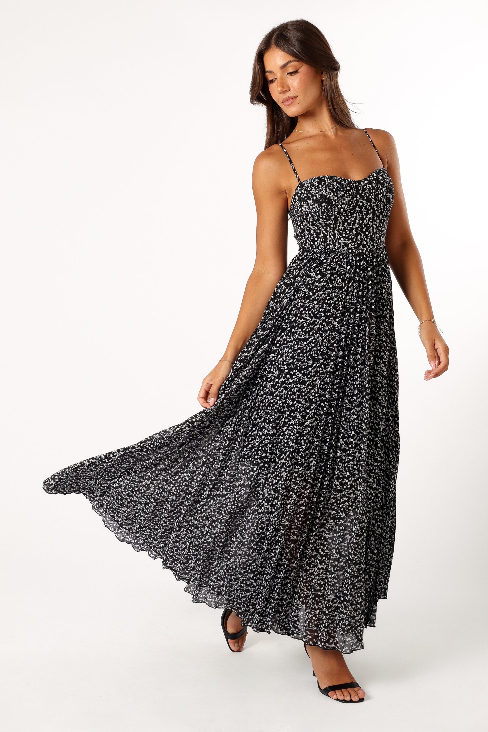Achanti Pleated Maxi Dress - Black Floral - Image 5