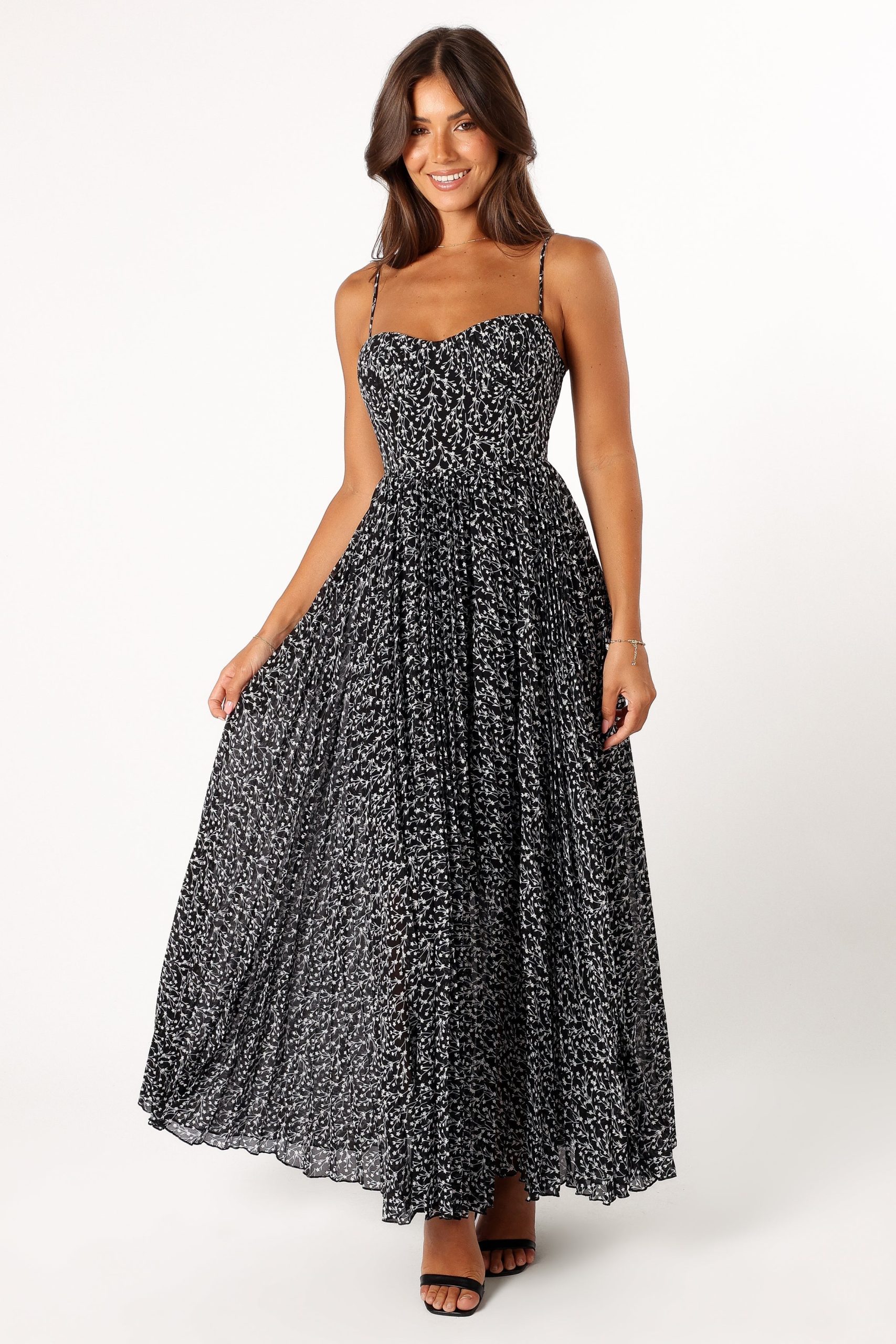 Achanti Pleated Maxi Dress - Black Floral - Image 6