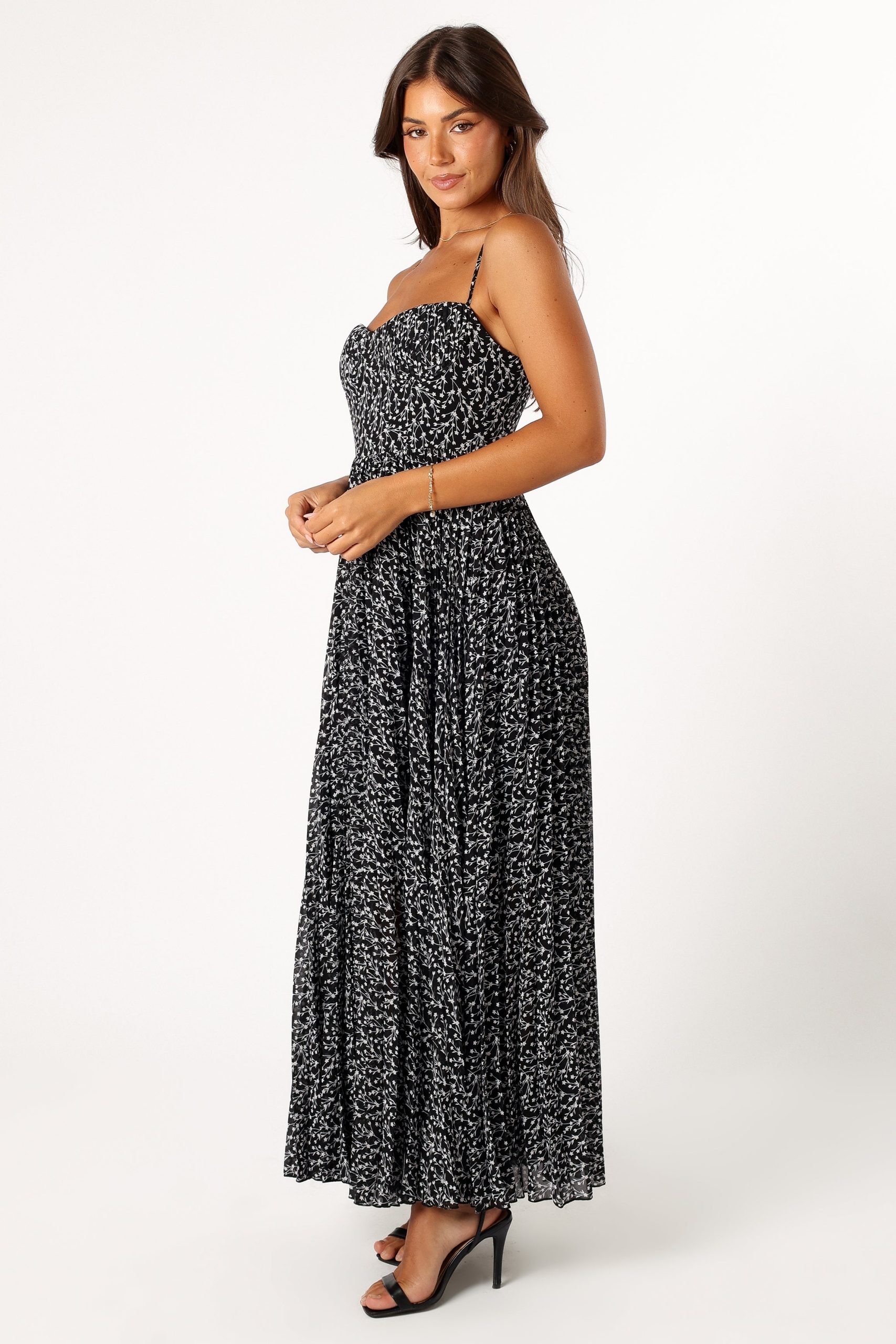 Achanti Pleated Maxi Dress - Black Floral - Image 7