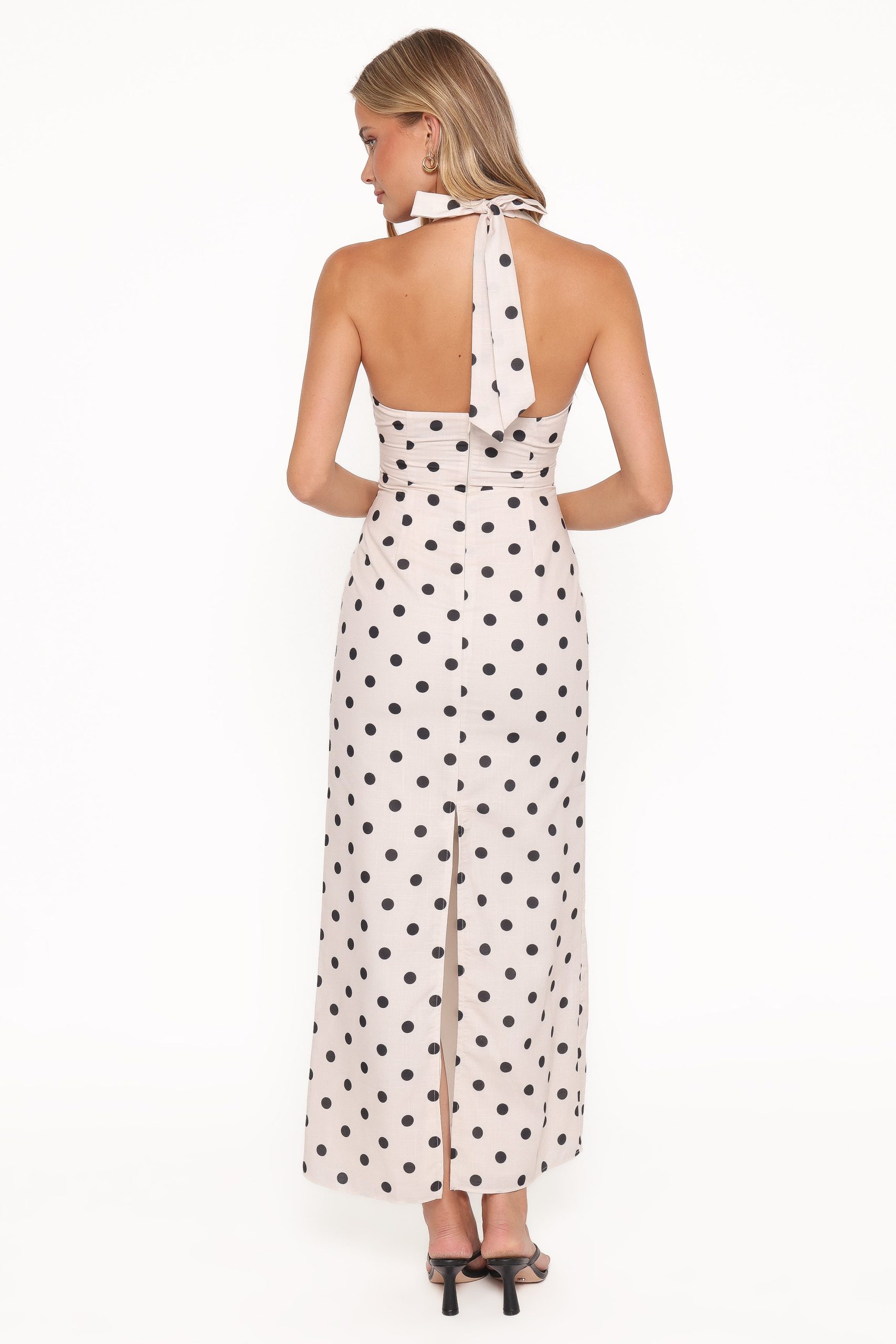 Adora Halterneck Maxi Dress - White Polka Dot - Image 2