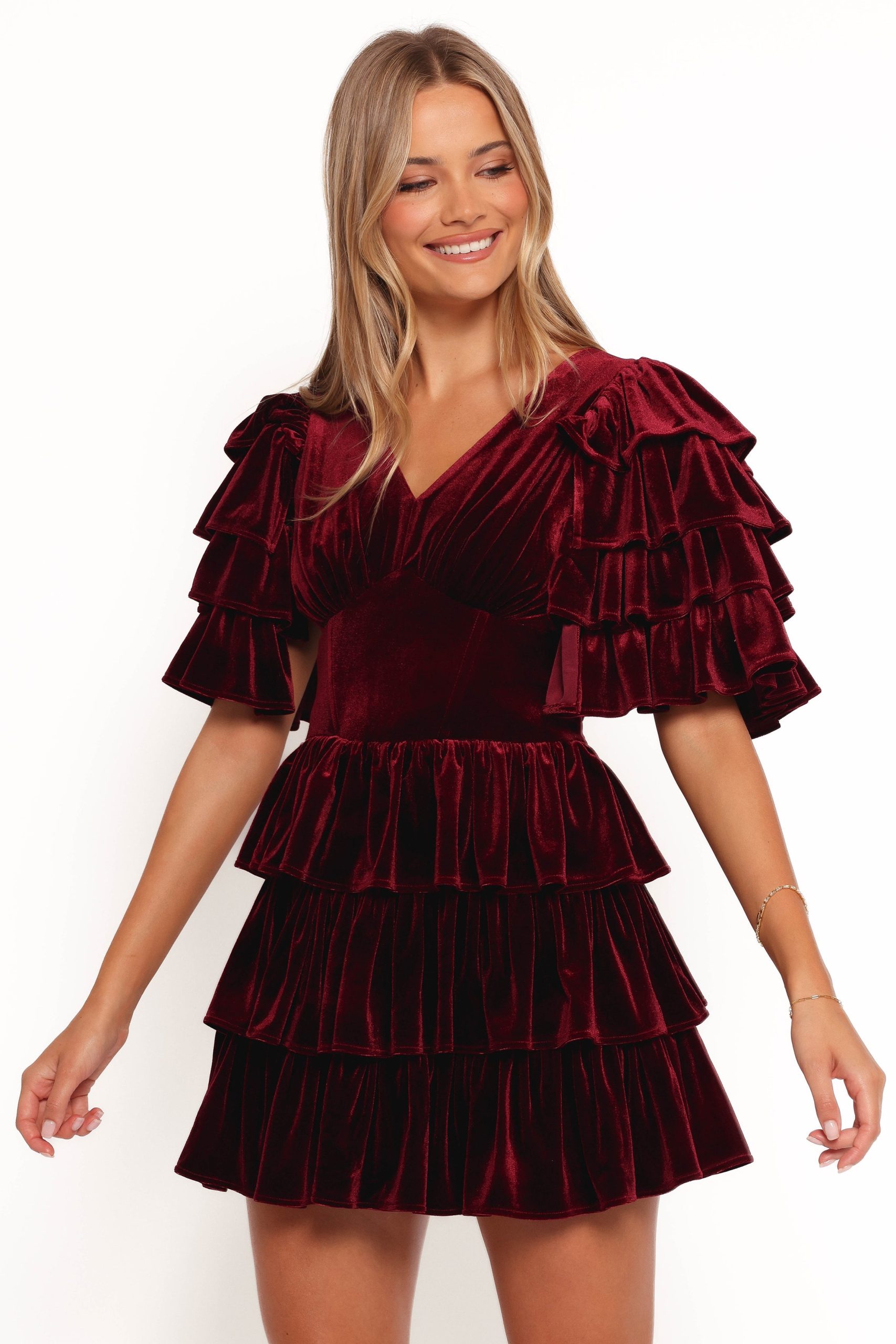 Agnes Mini Dress - Wine - Image 3
