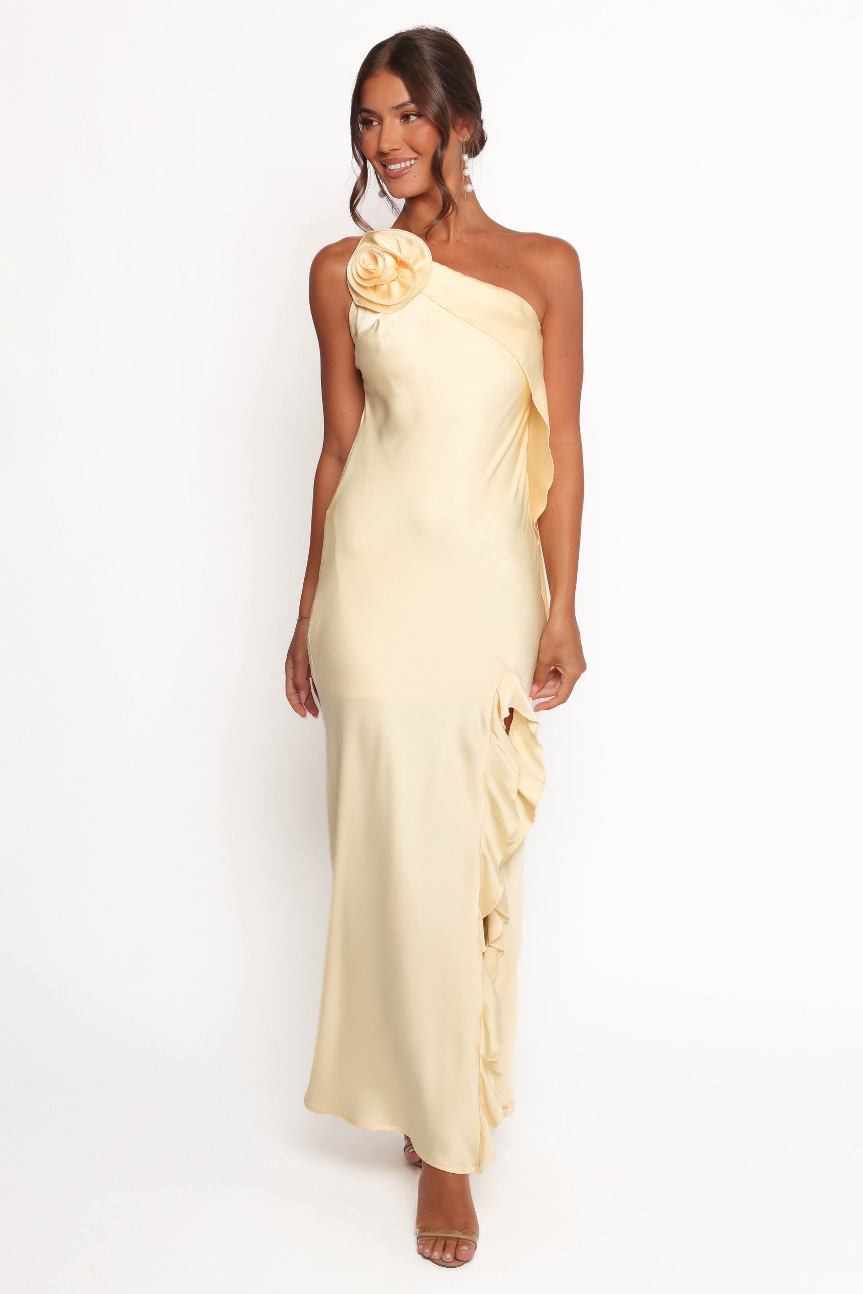 Aila Rosette One Shoulder Dress - Butter Yellow - Image 7