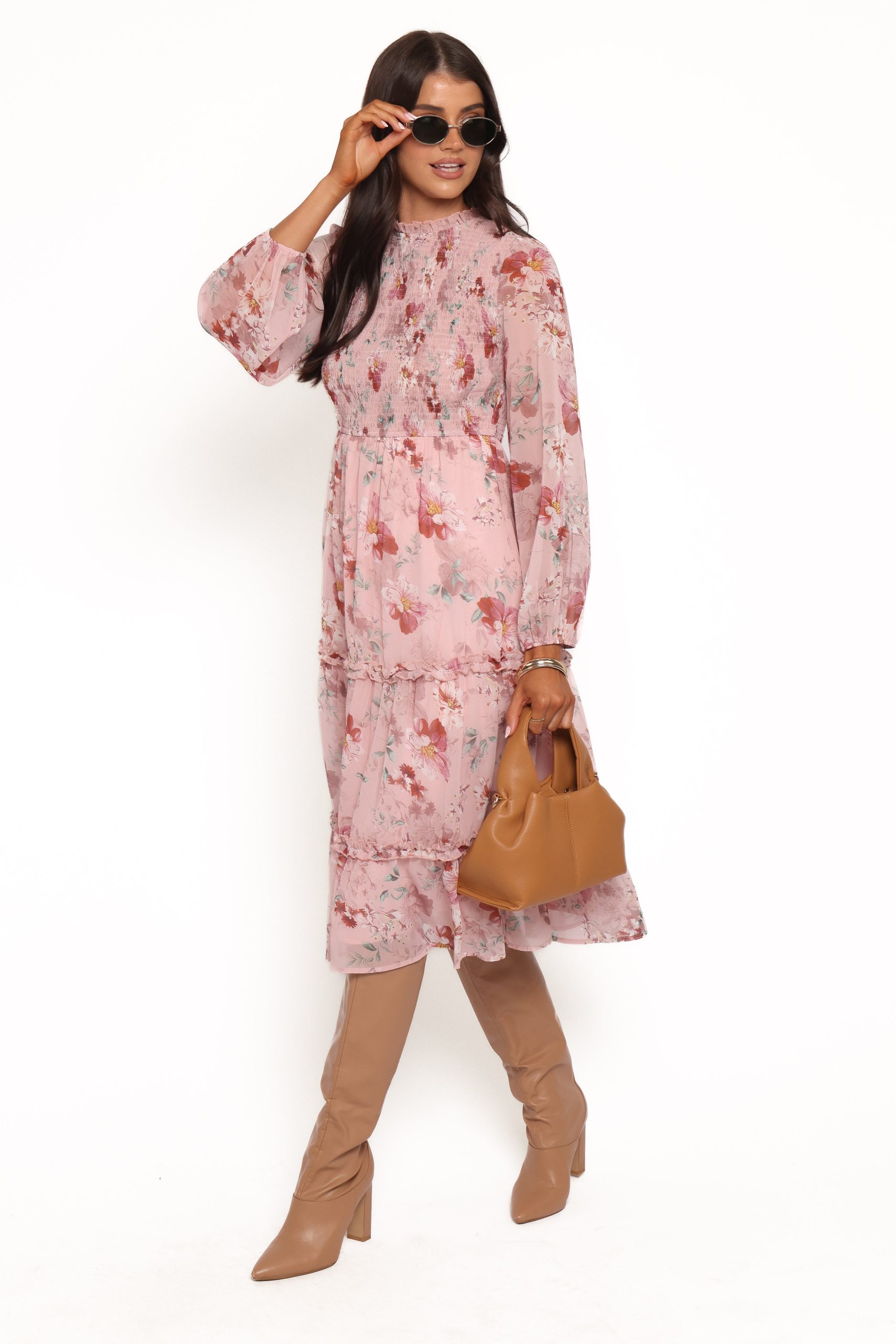 Alamea Long Sleeve Midi Dress - Pink Floral - Image 2