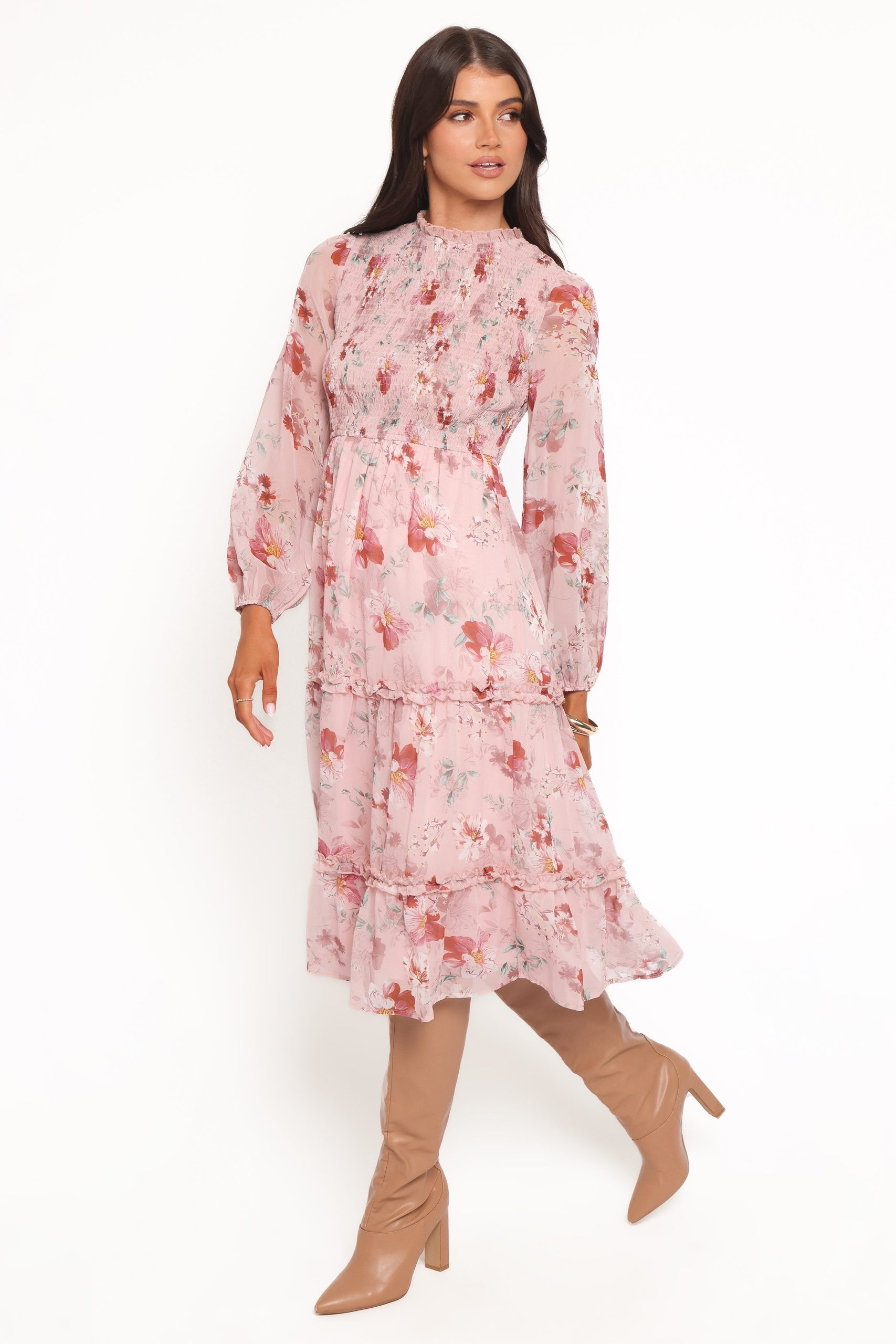 Alamea Long Sleeve Midi Dress - Pink Floral - Image 3