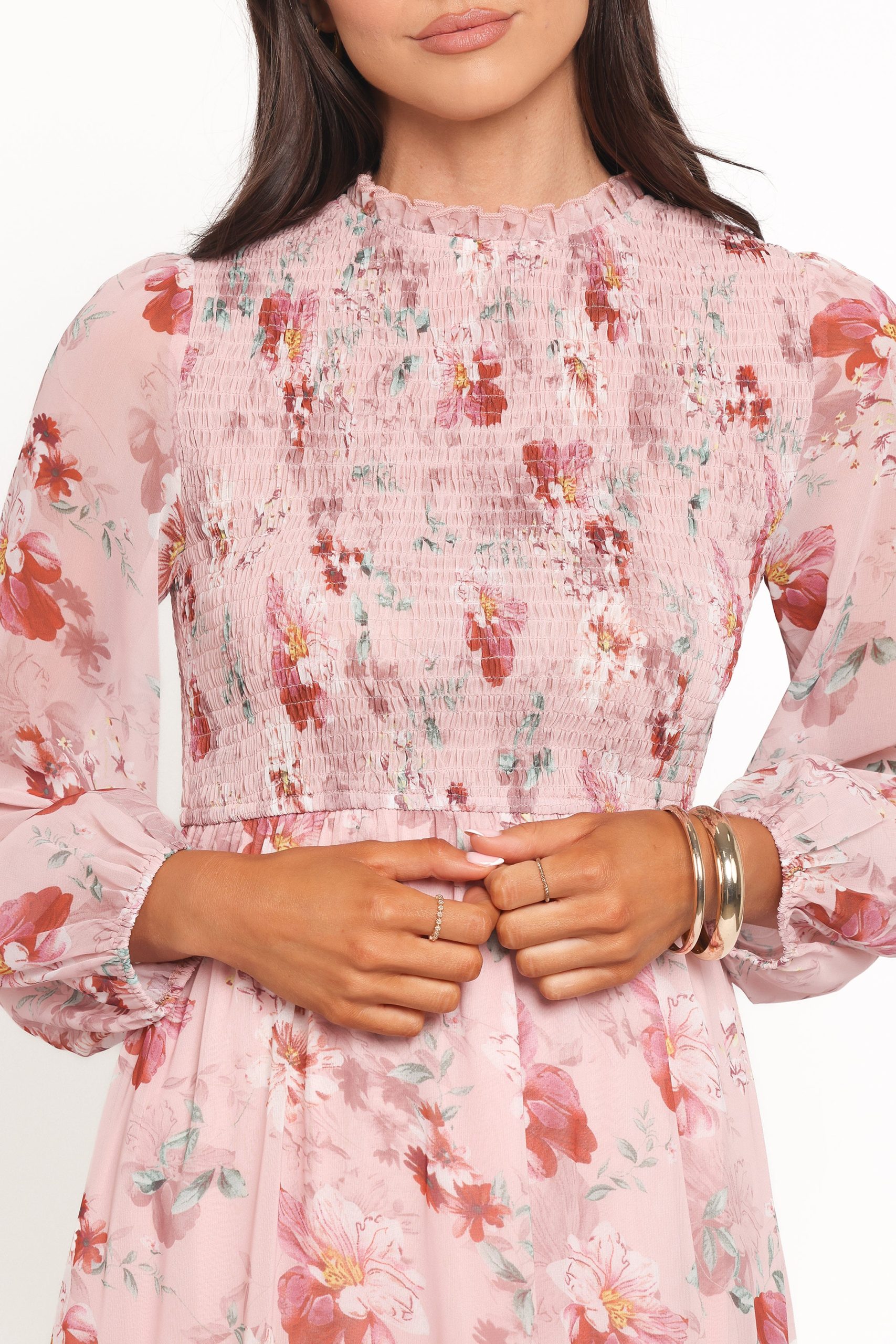 Alamea Long Sleeve Midi Dress - Pink Floral - Image 5