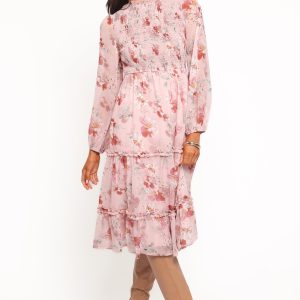 Alamea Long Sleeve Midi Dress - Pink Floral