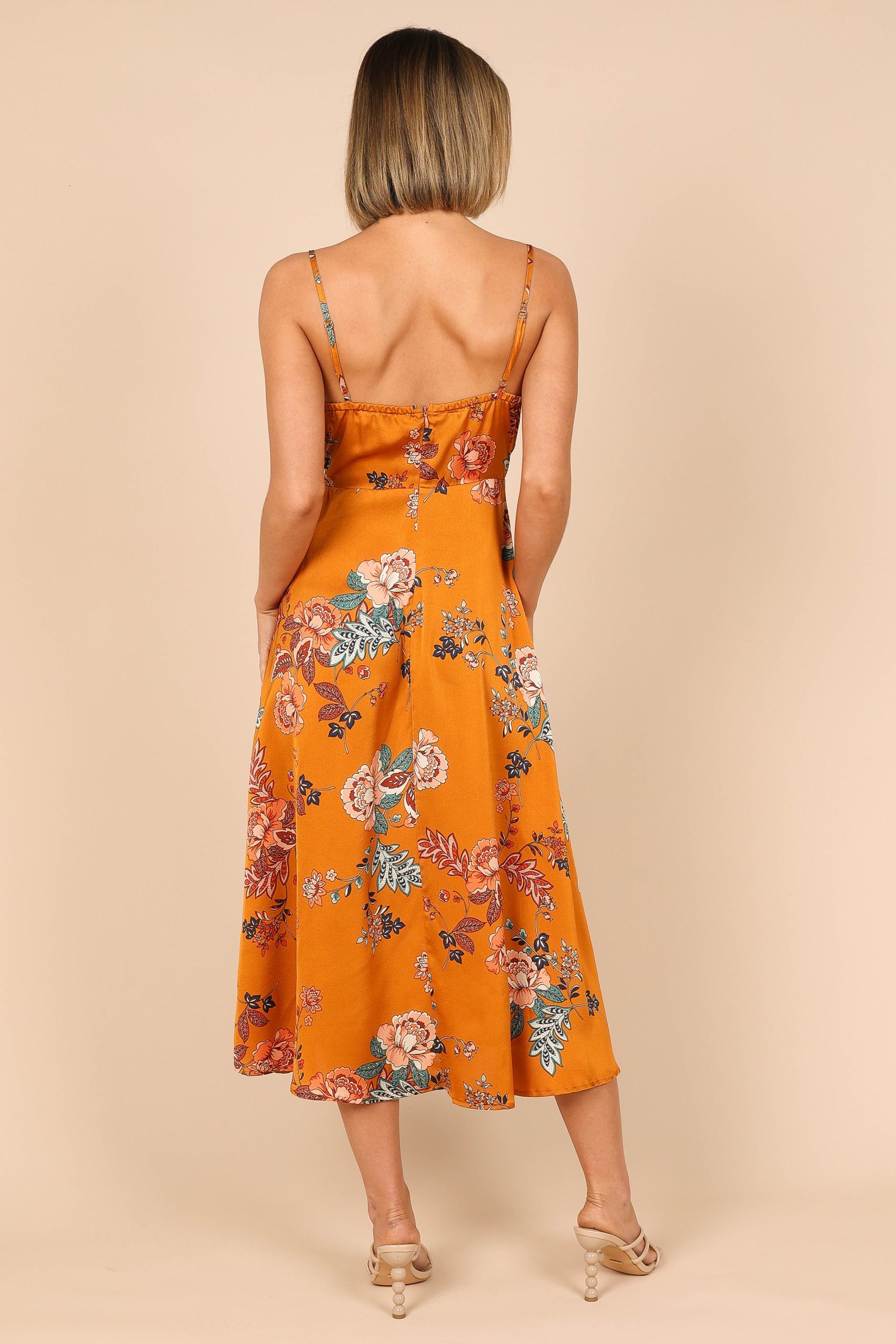 Alejandra Cowl Neck Midi Dress - Tan - Image 2