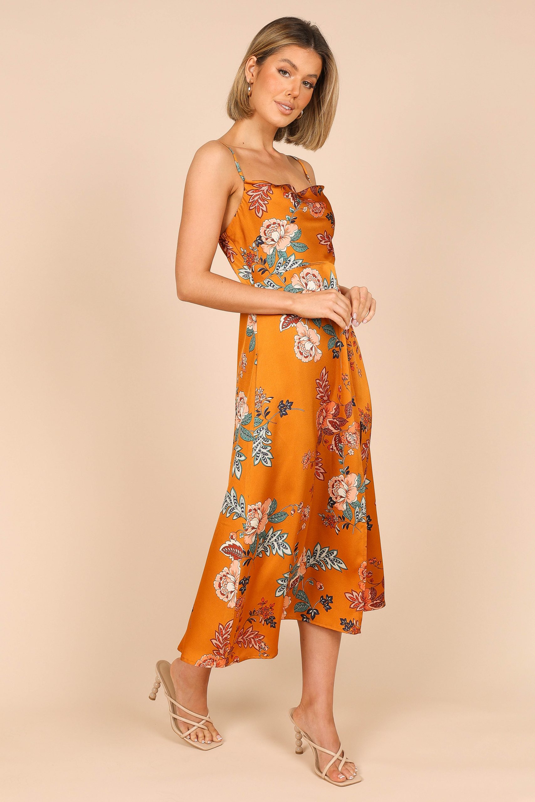 Alejandra Cowl Neck Midi Dress - Tan - Image 4