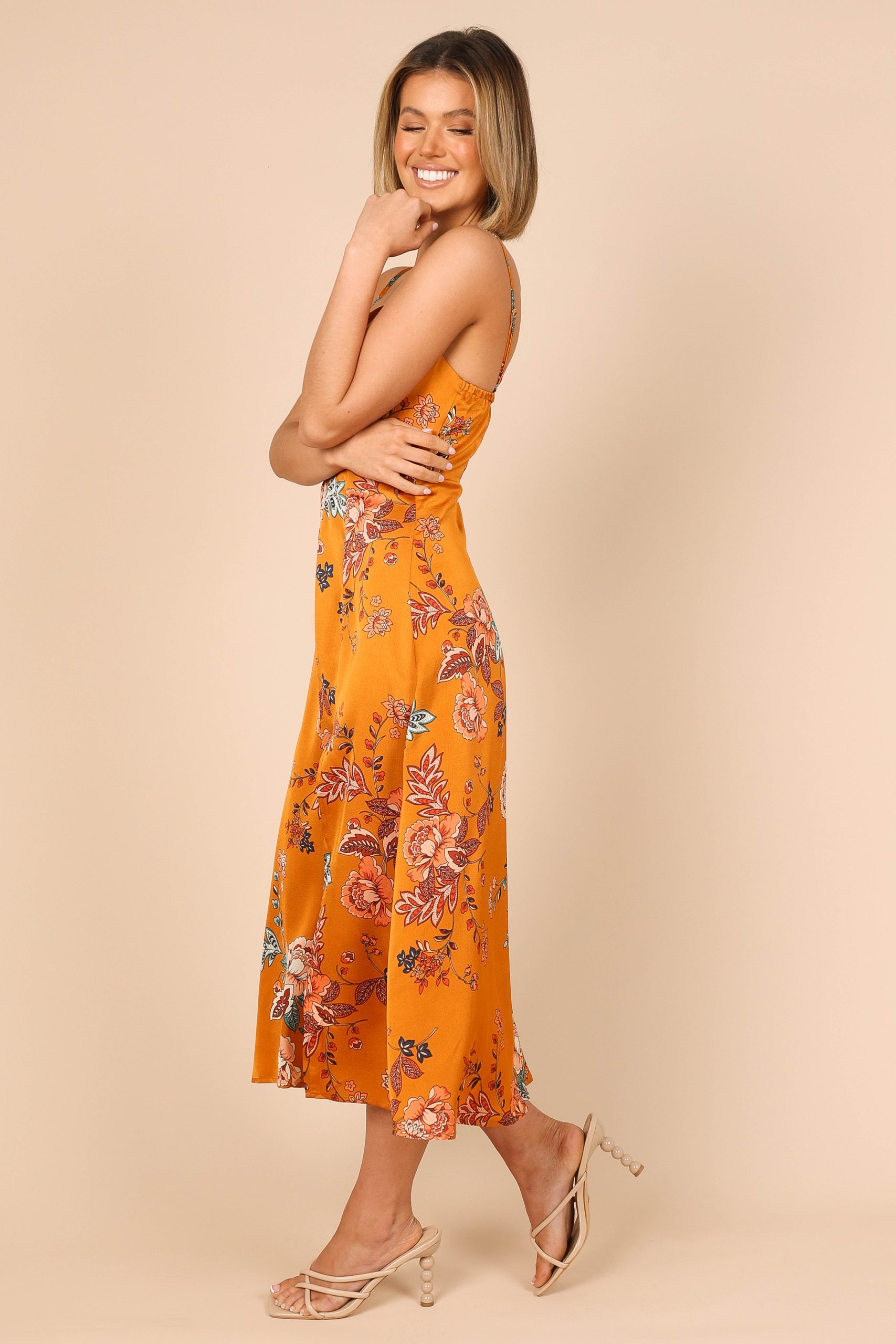 Alejandra Cowl Neck Midi Dress - Tan - Image 5