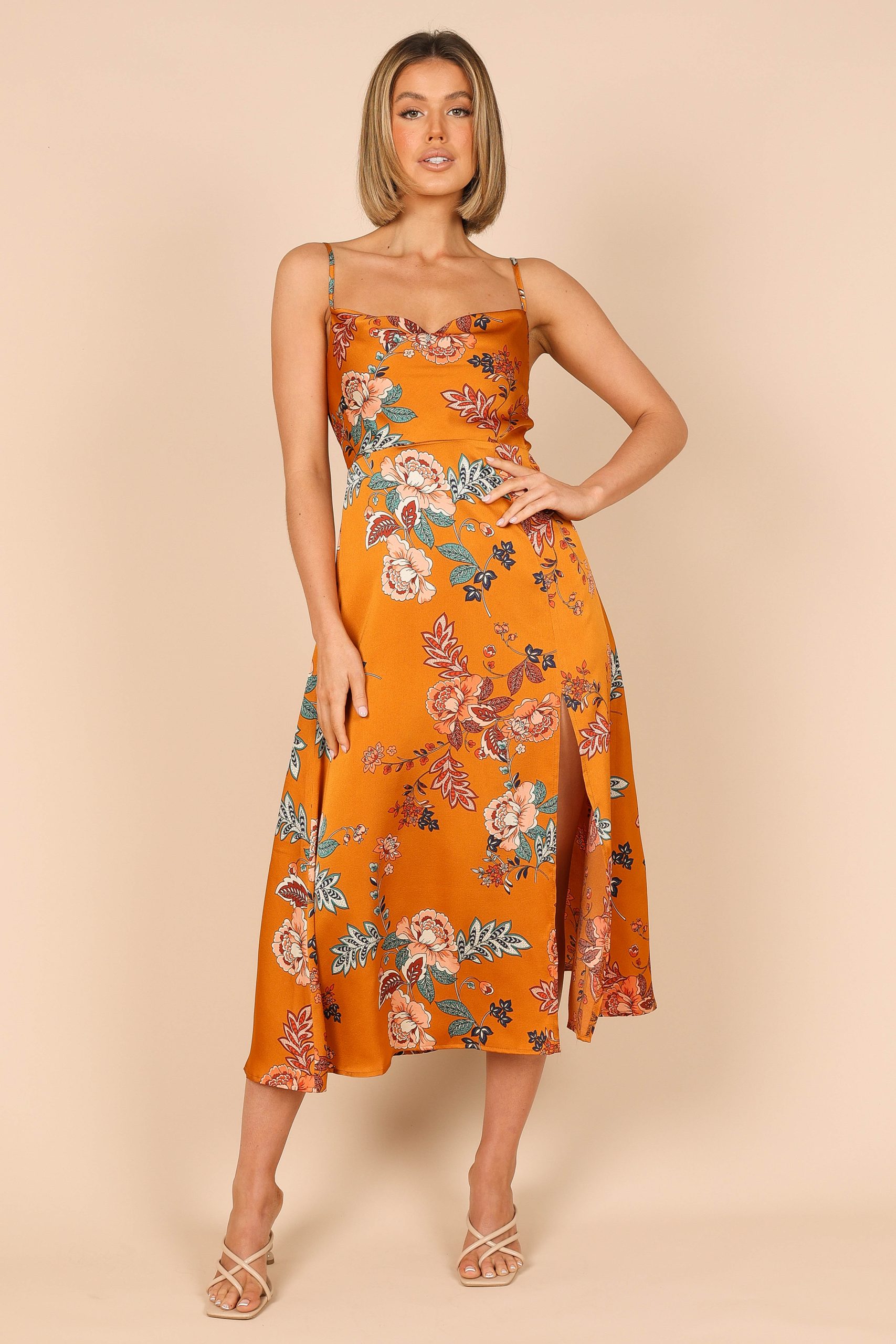 Alejandra Cowl Neck Midi Dress - Tan - Image 6