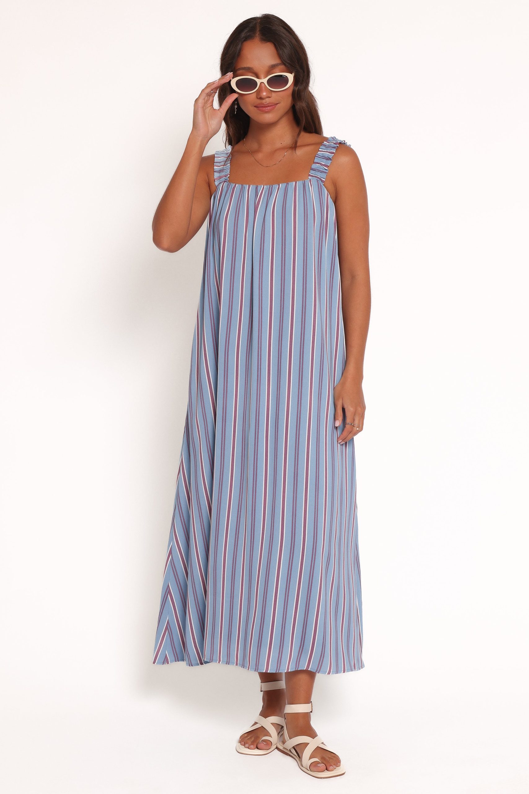 Alessandra Maxi Dress - Blue Stripe - Image 2