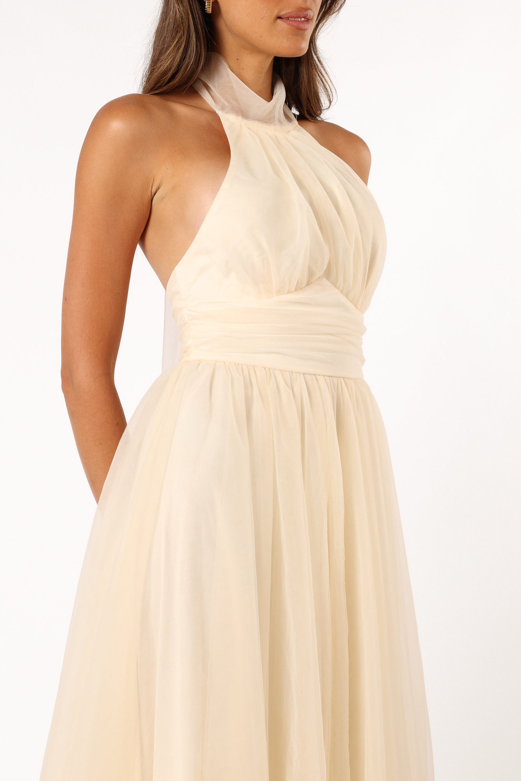 Aletta Halterneck Midi Dress - Cream - Image 9