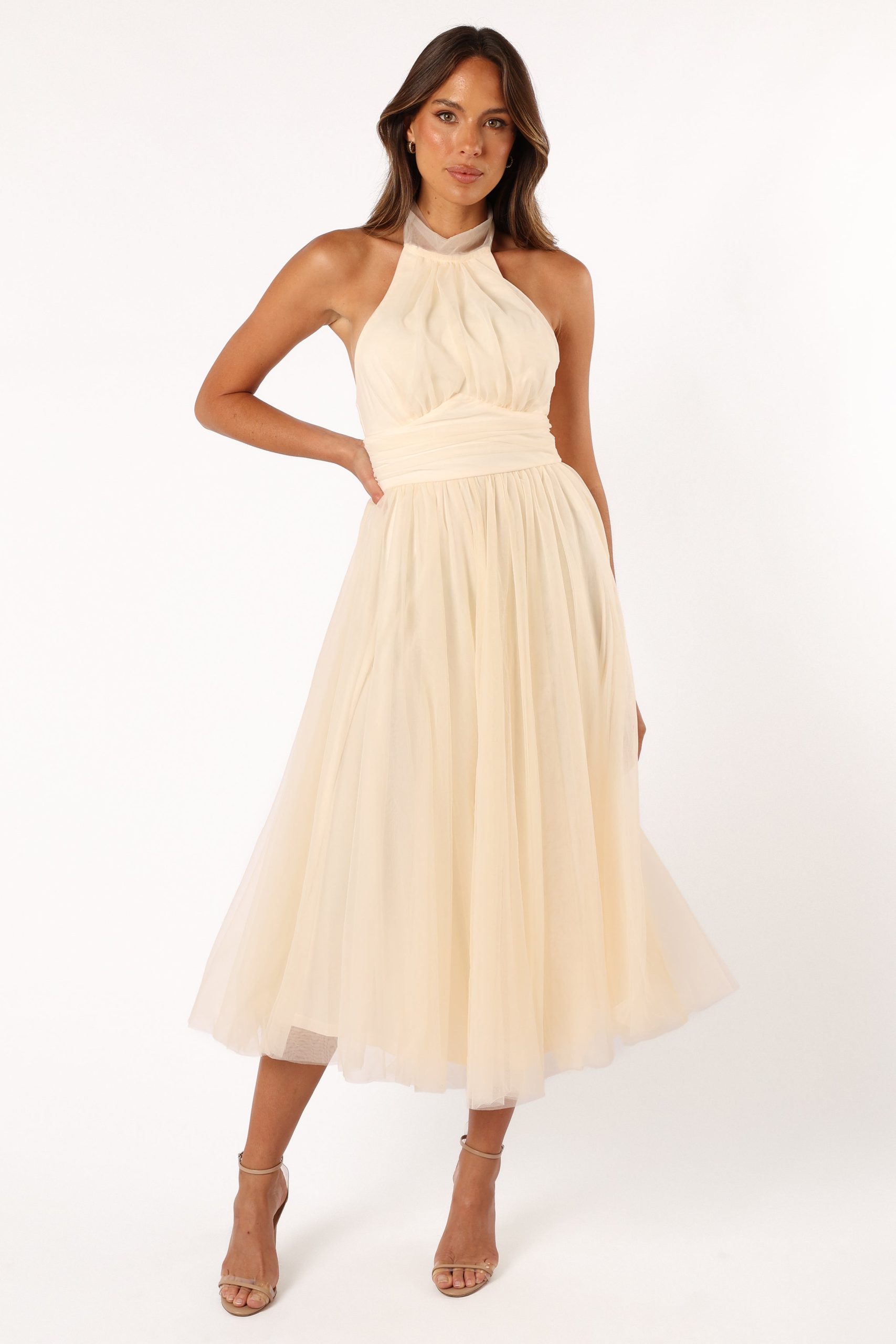Aletta Halterneck Midi Dress - Cream - Image 4
