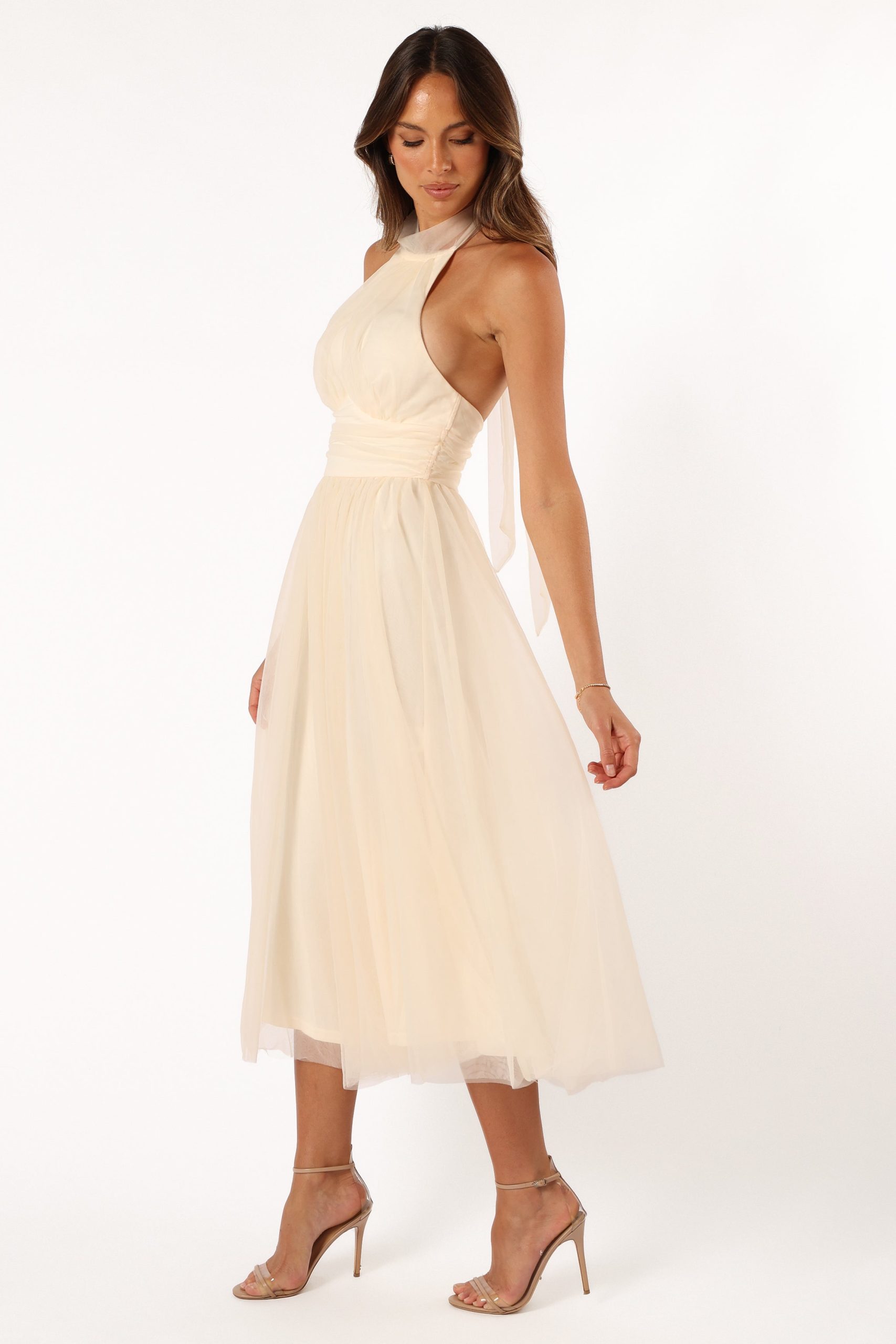 Aletta Halterneck Midi Dress - Cream - Image 5