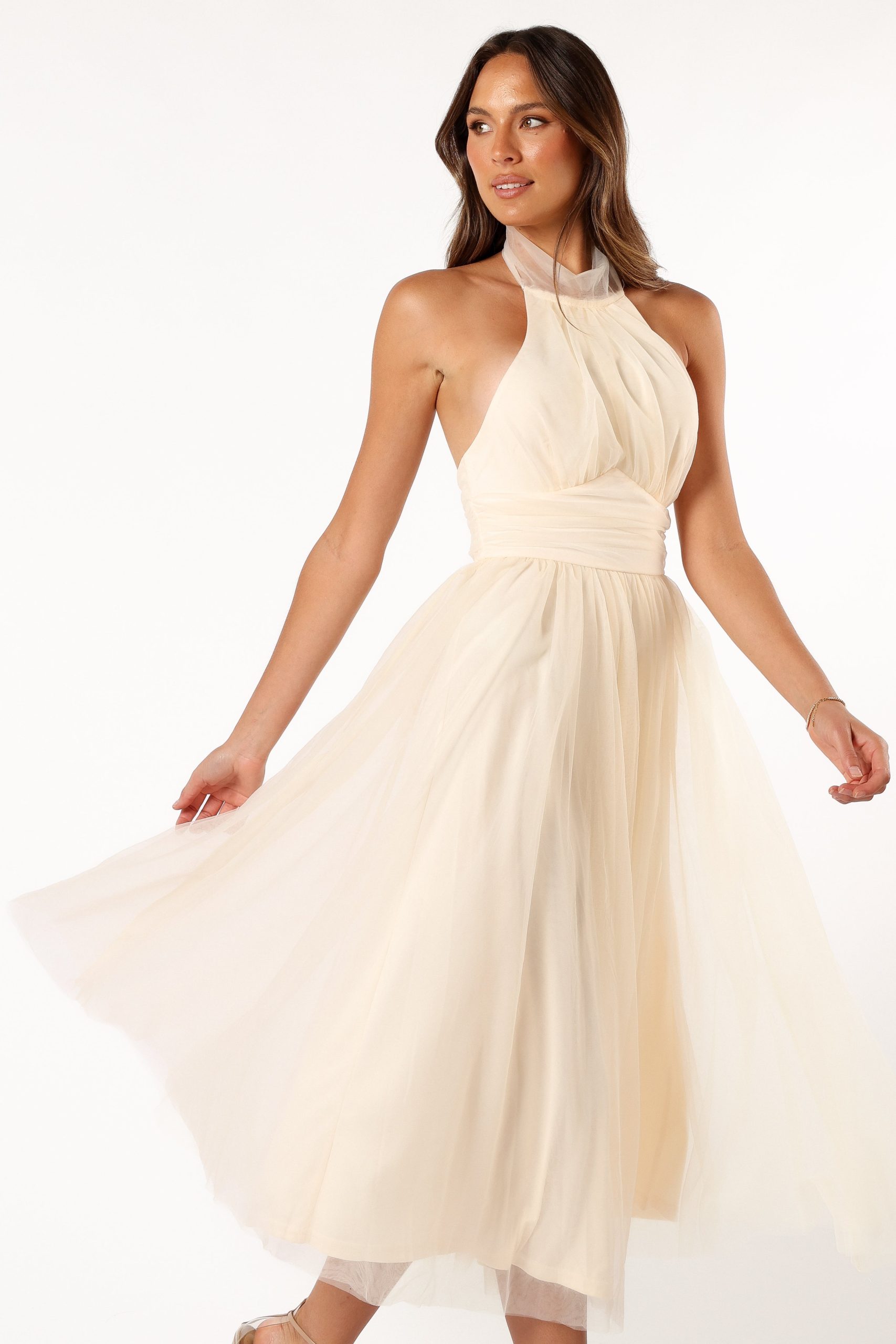 Aletta Halterneck Midi Dress - Cream - Image 8
