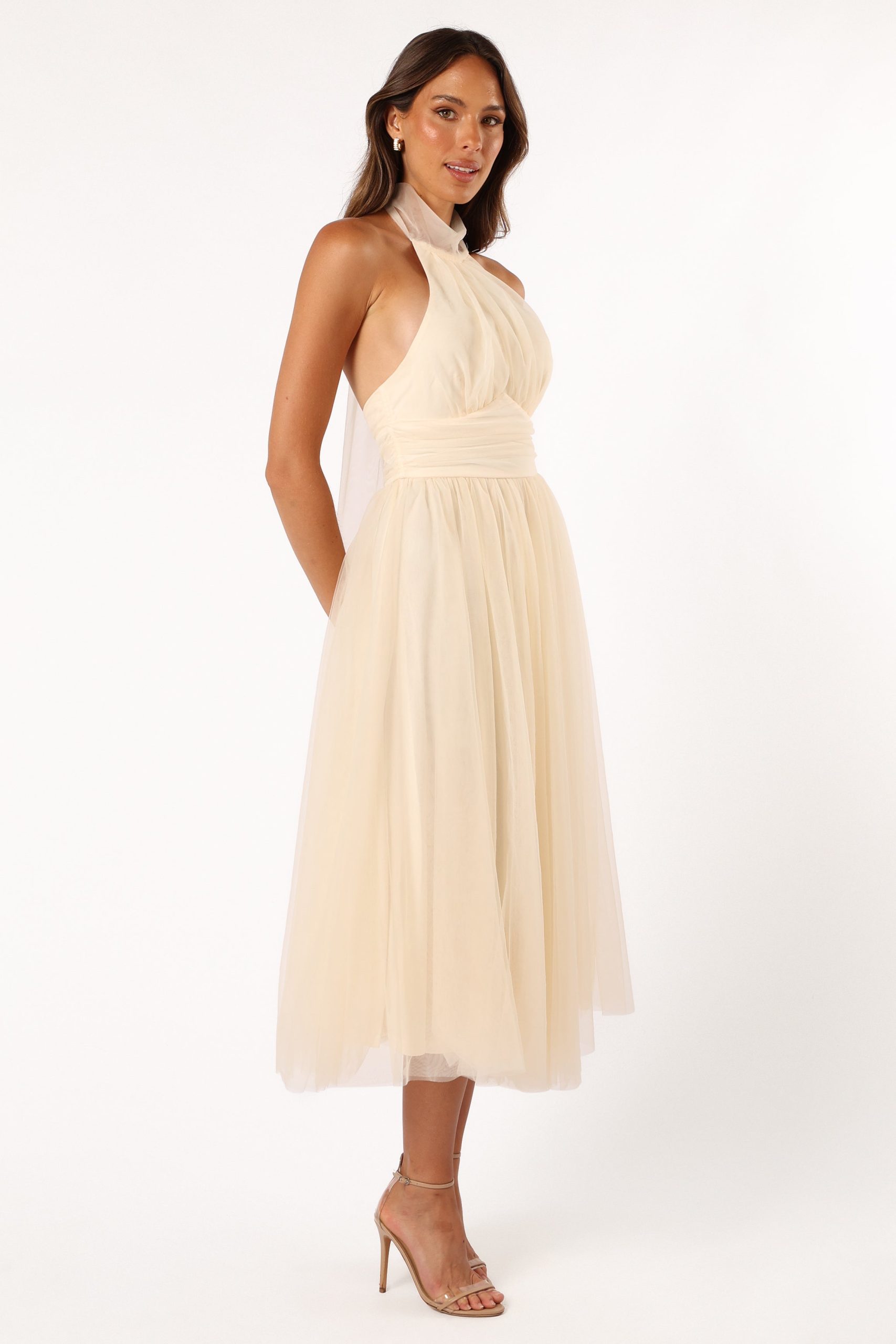 Aletta Halterneck Midi Dress - Cream - Image 7