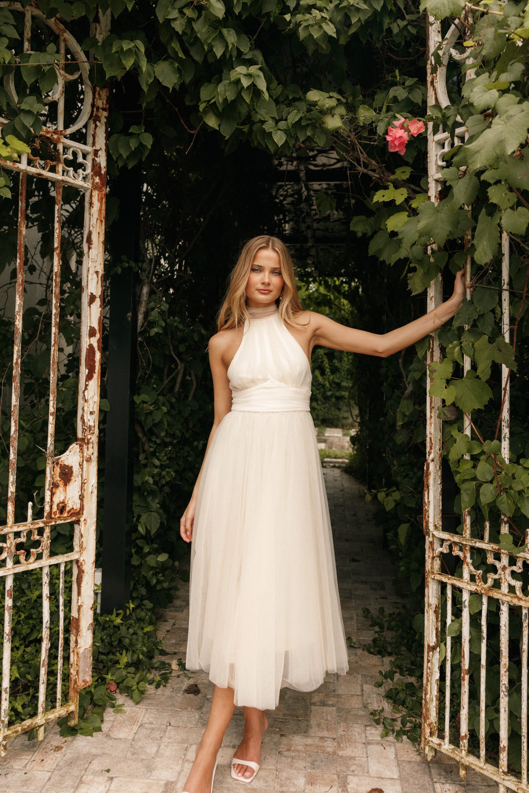 Aletta Halterneck Midi Dress - Cream - Image 2