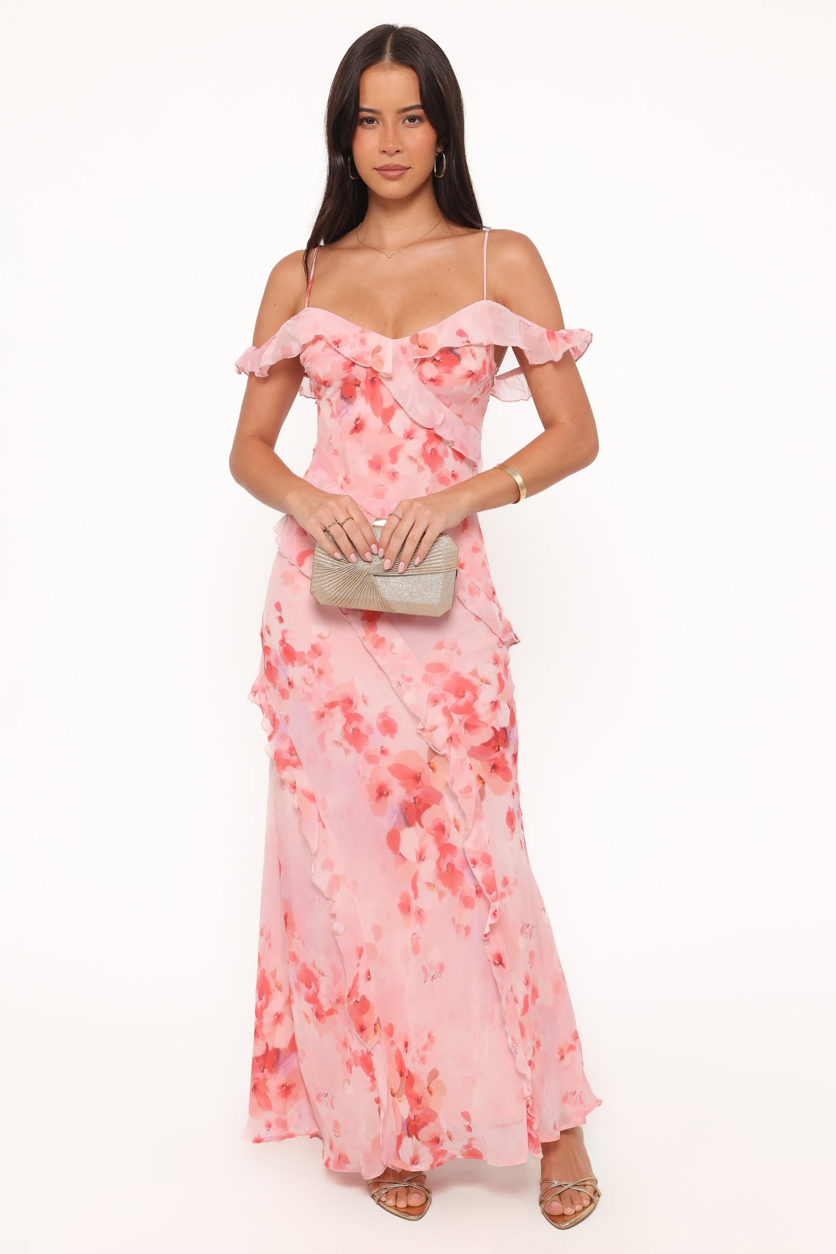 Alexia Off Shoulder Maxi Dress - Pink Floral - Image 6