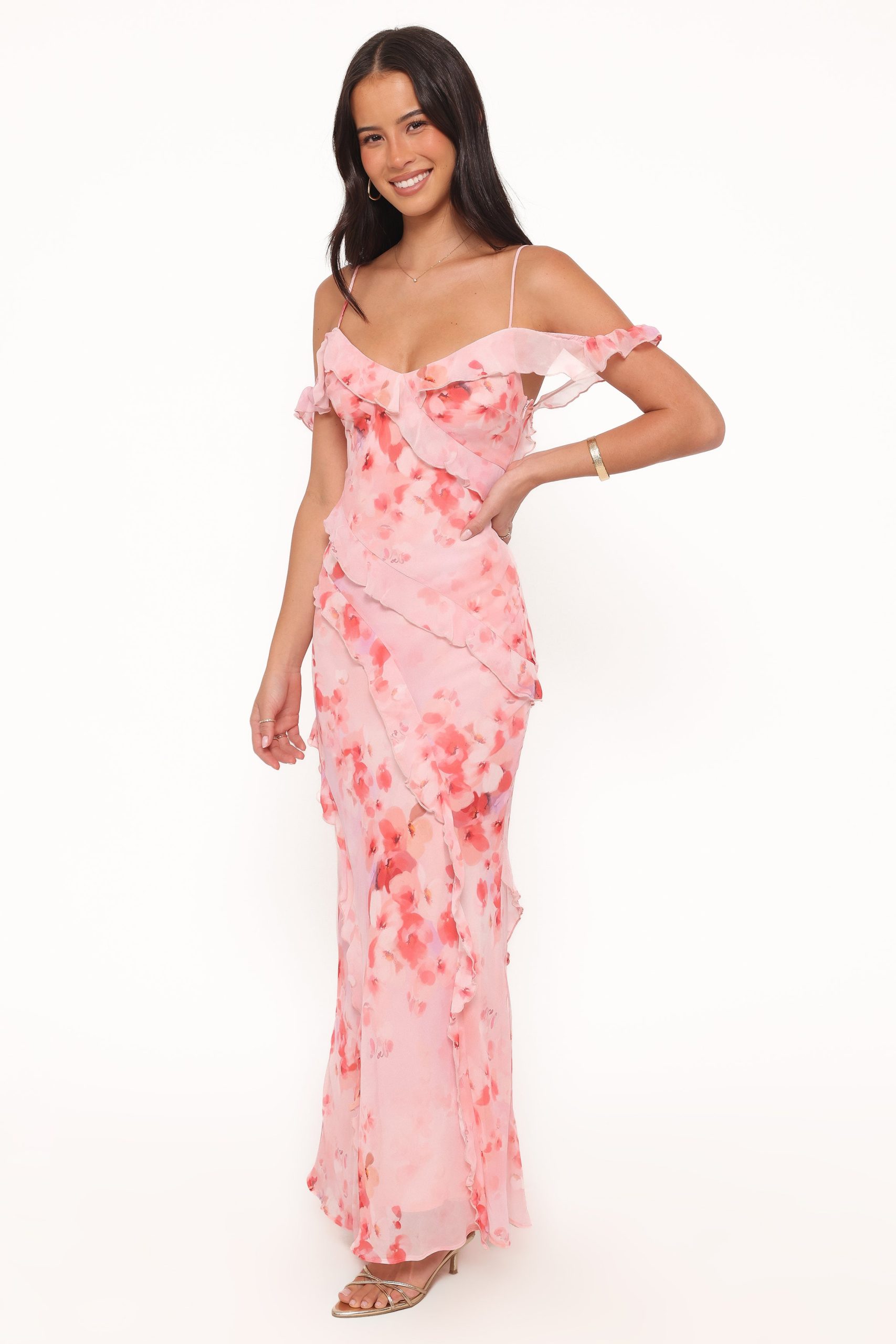 Alexia Off Shoulder Maxi Dress - Pink Floral - Image 4