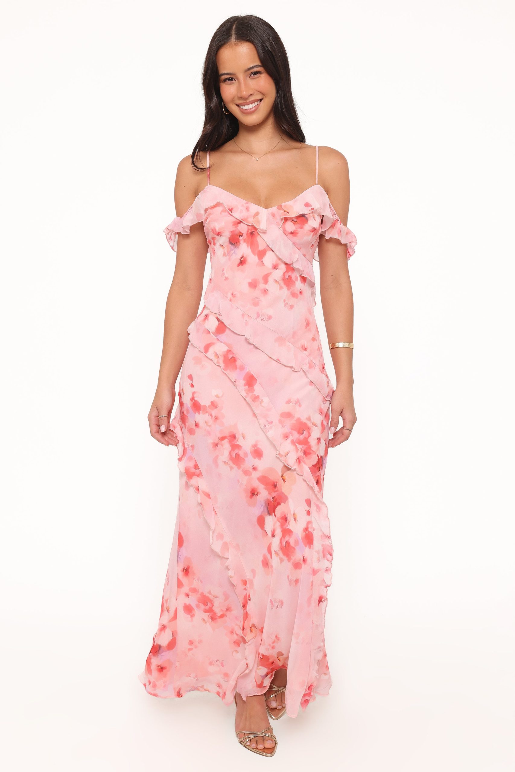 Alexia Off Shoulder Maxi Dress - Pink Floral - Image 2