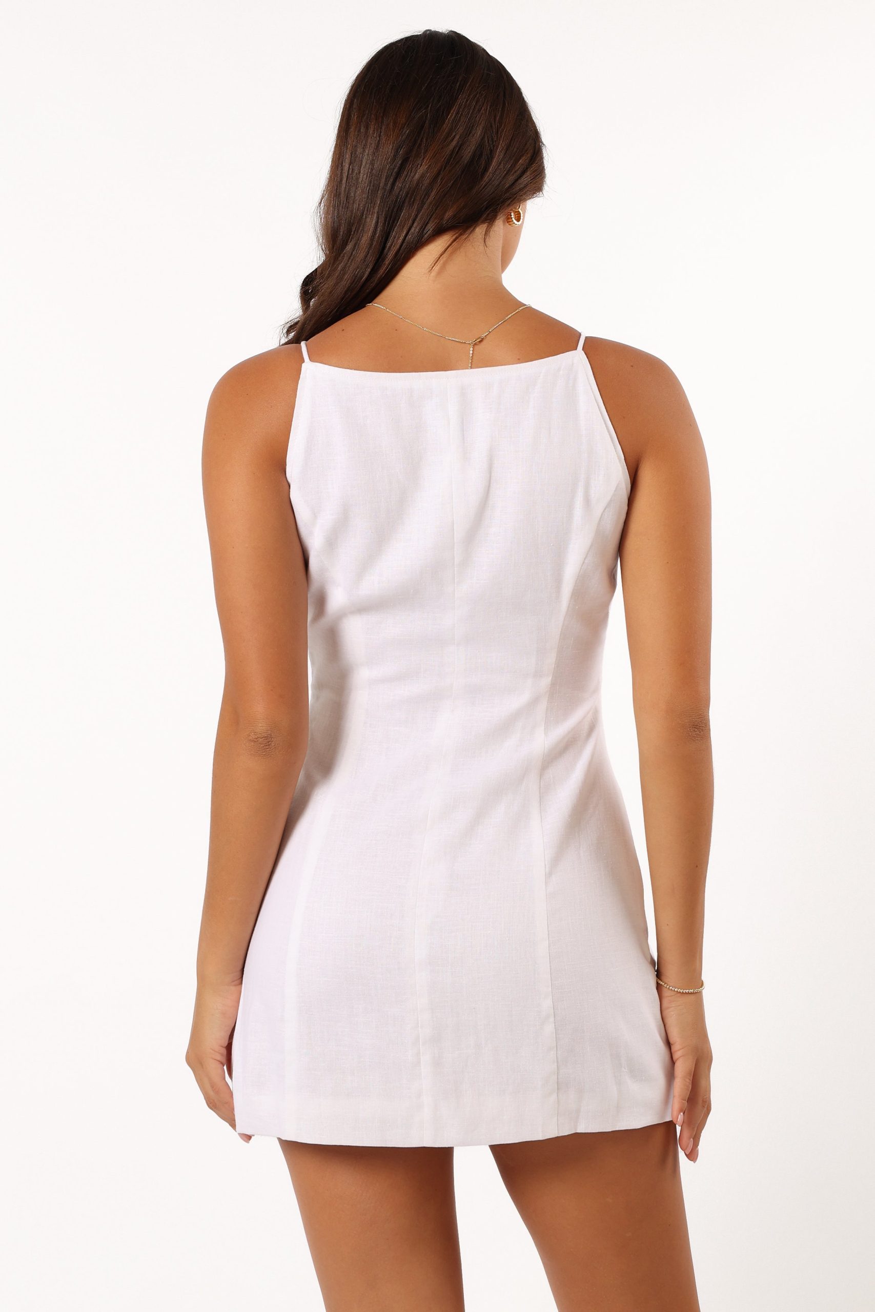 Allegra Linen Mini Dress - White - Image 6