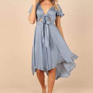 Amanda Hi Lo Tie Front Dress - Blue