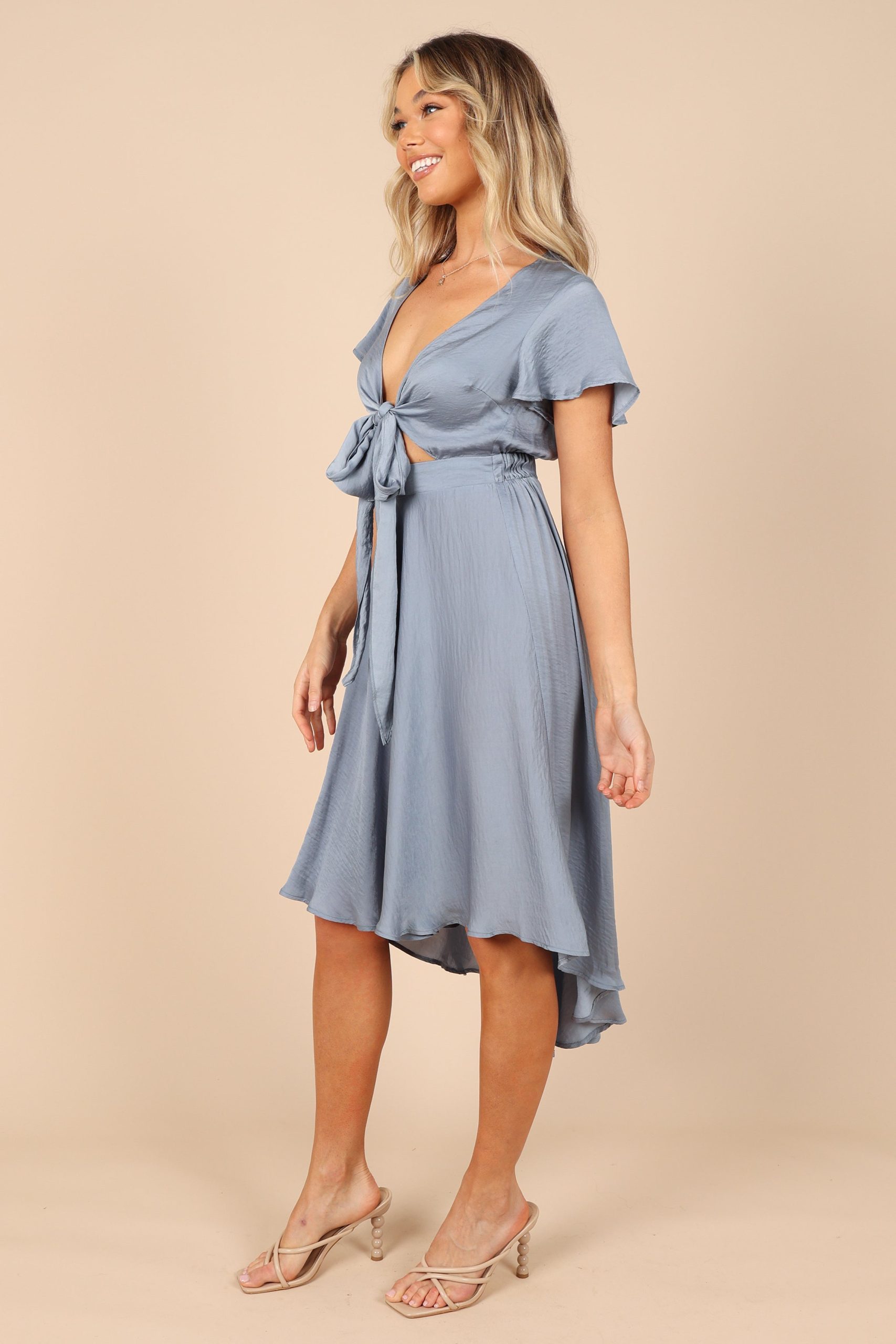 Amanda Hi Lo Tie Front Dress - Blue - Image 8
