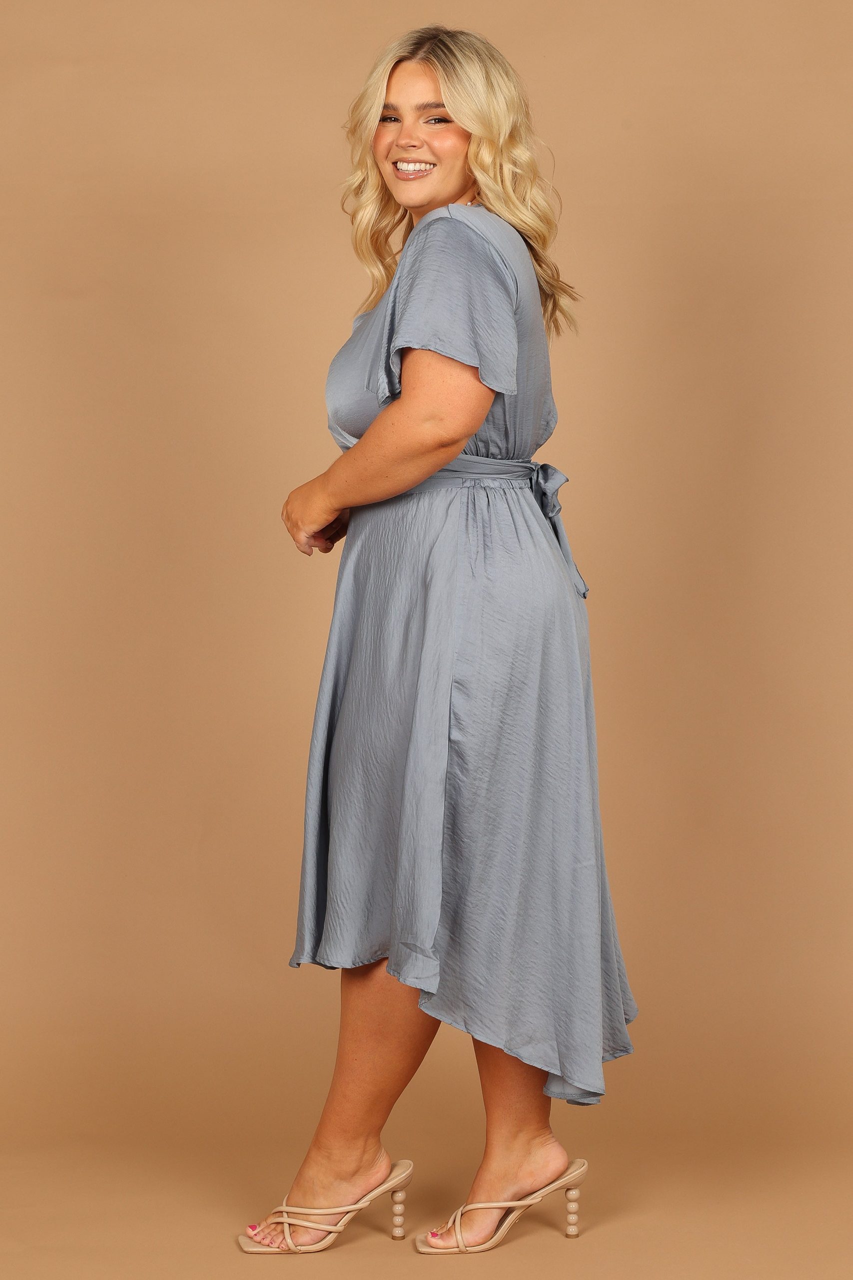Amanda Hi Lo Tie Front Dress - Blue - Image 9