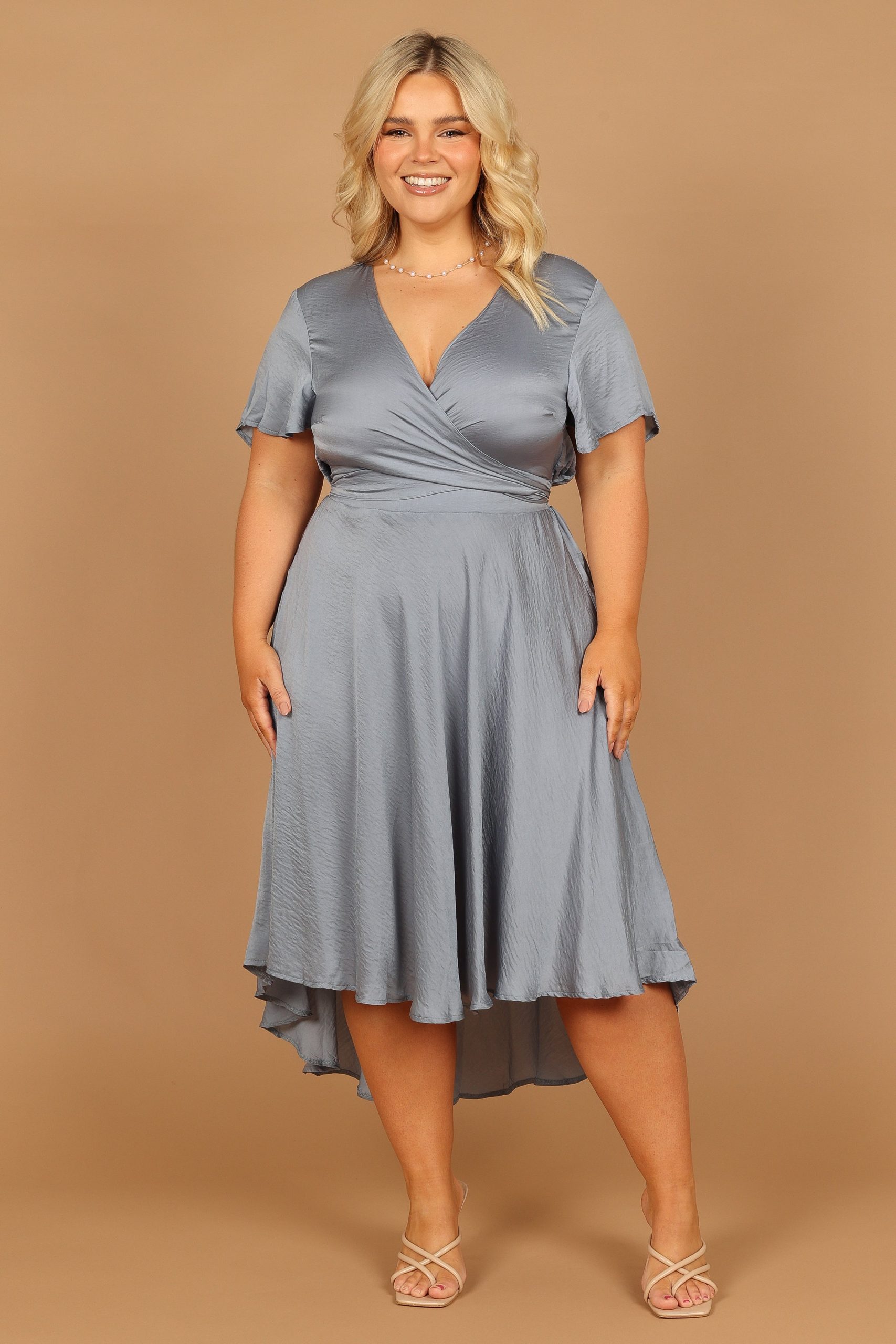 Amanda Hi Lo Tie Front Dress - Blue - Image 4