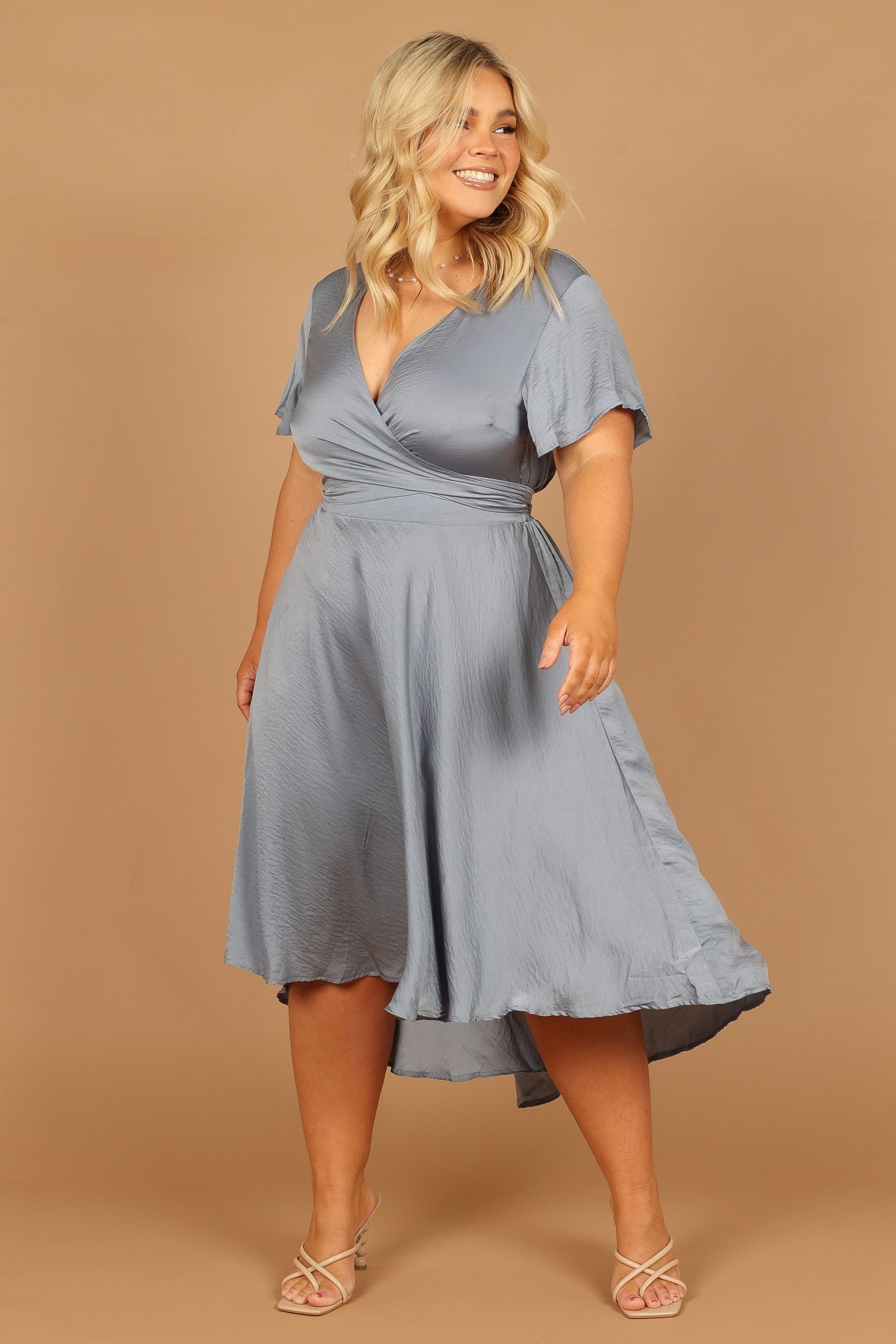 Amanda Hi Lo Tie Front Dress - Blue - Image 13
