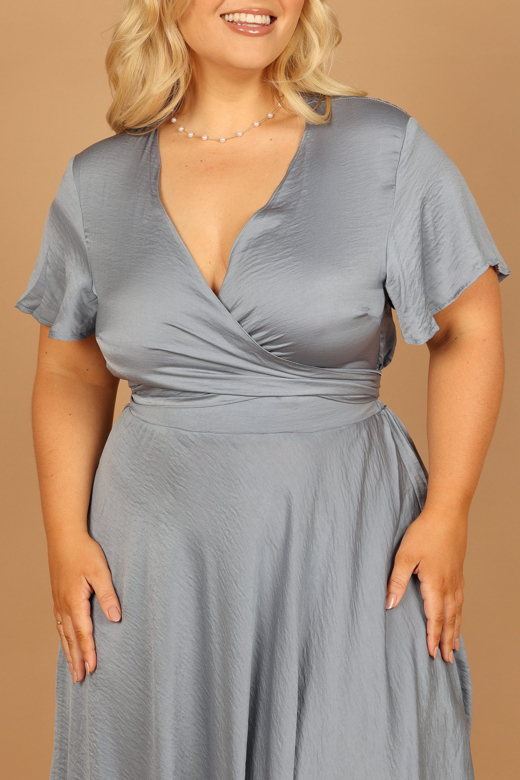 Amanda Hi Lo Tie Front Dress - Blue - Image 5
