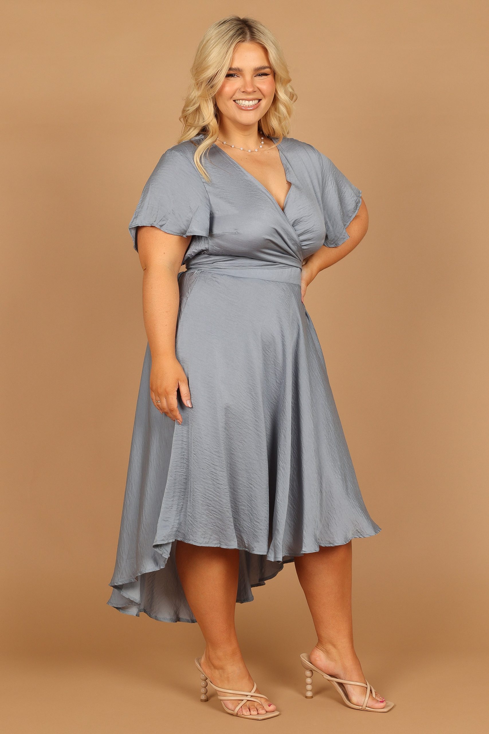 Amanda Hi Lo Tie Front Dress - Blue - Image 11