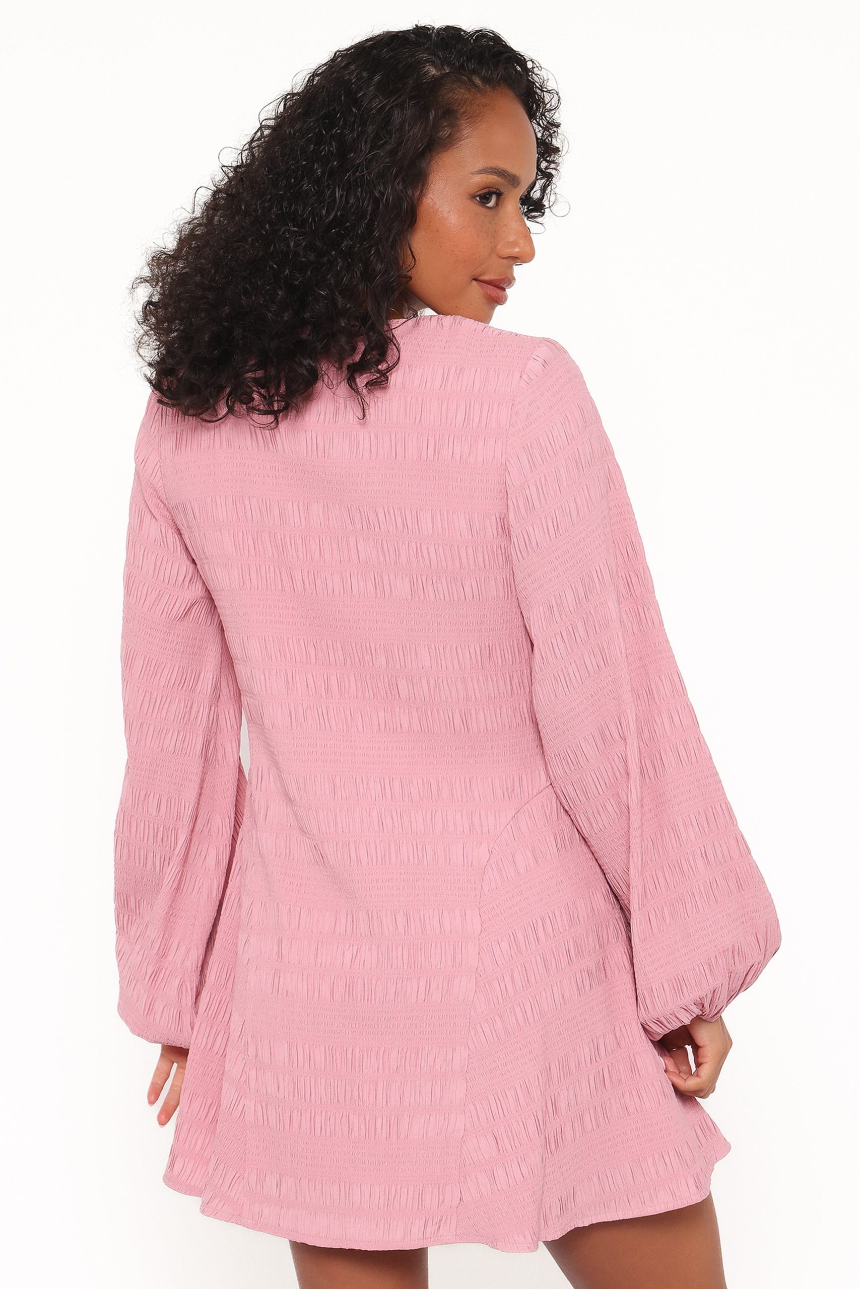 Amaya Long Sleeve Mini Dress - Pink - Image 4
