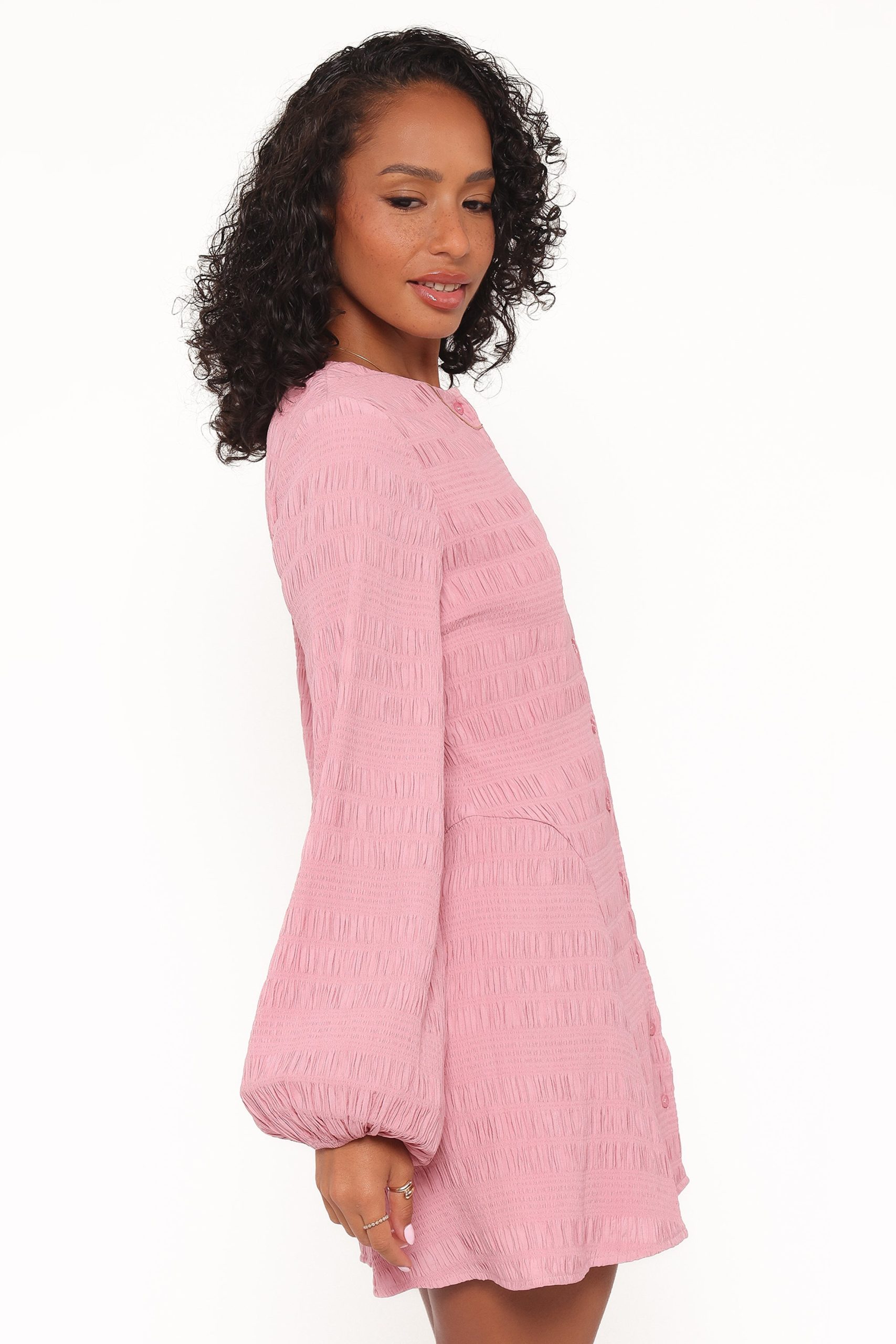 Amaya Long Sleeve Mini Dress - Pink - Image 3
