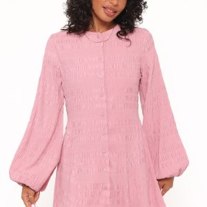Amaya Long Sleeve Mini Dress - Pink