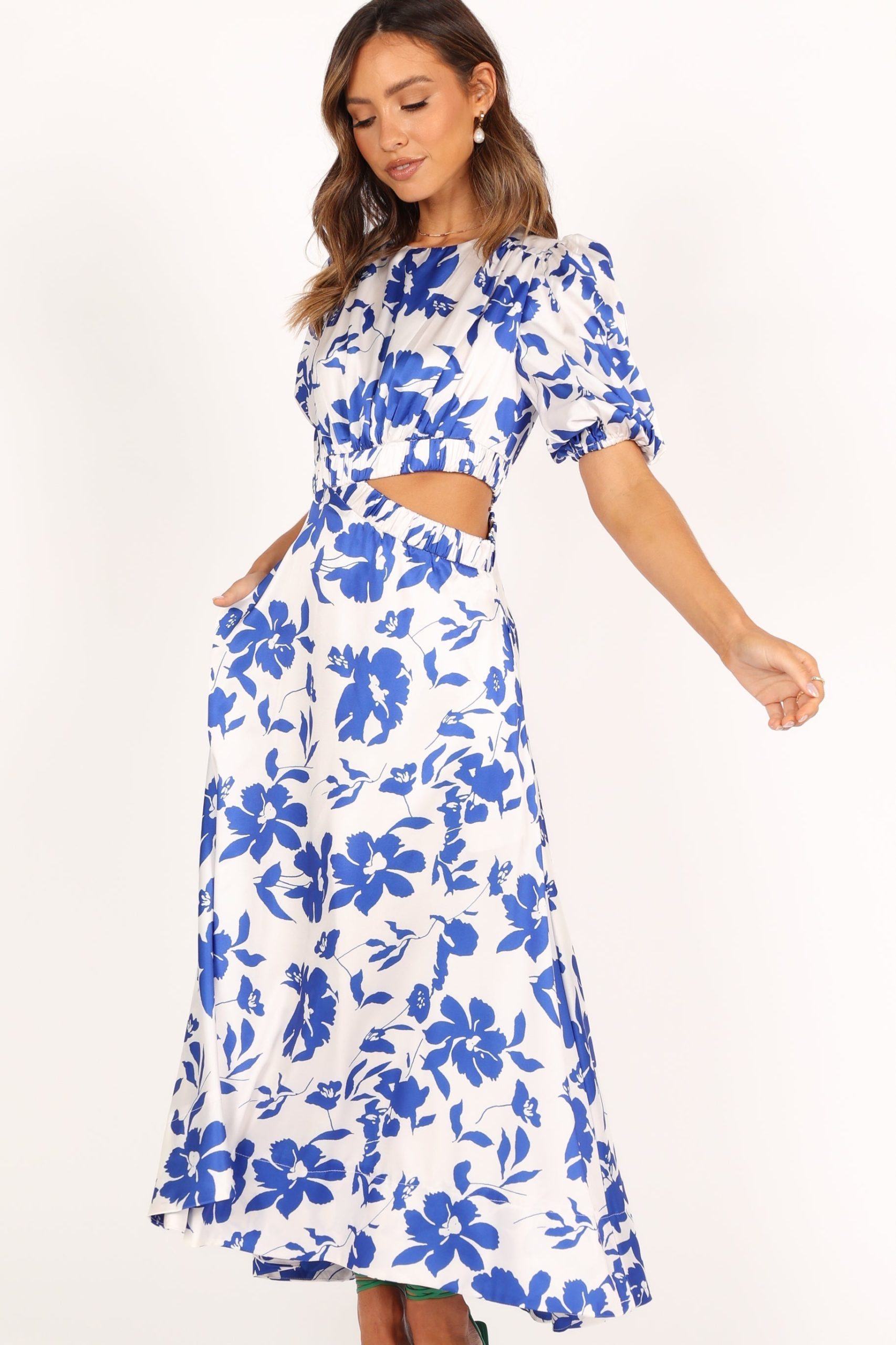 Aminah Puff Sleeve Dress - Blue Floral - Image 4