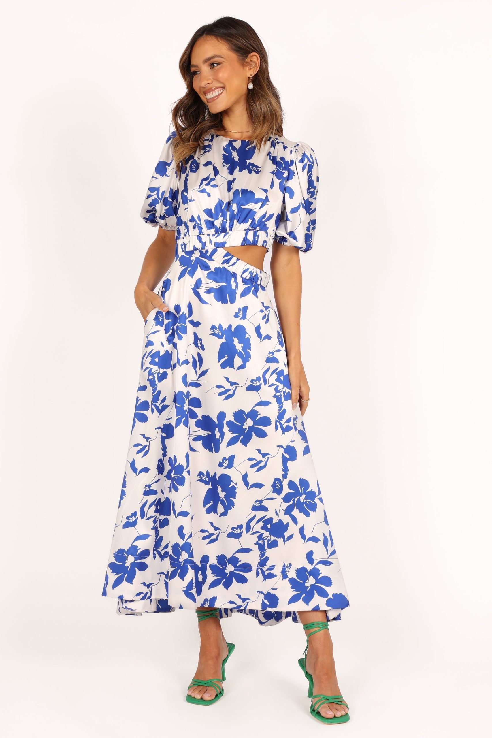 Aminah Puff Sleeve Dress - Blue Floral - Image 2