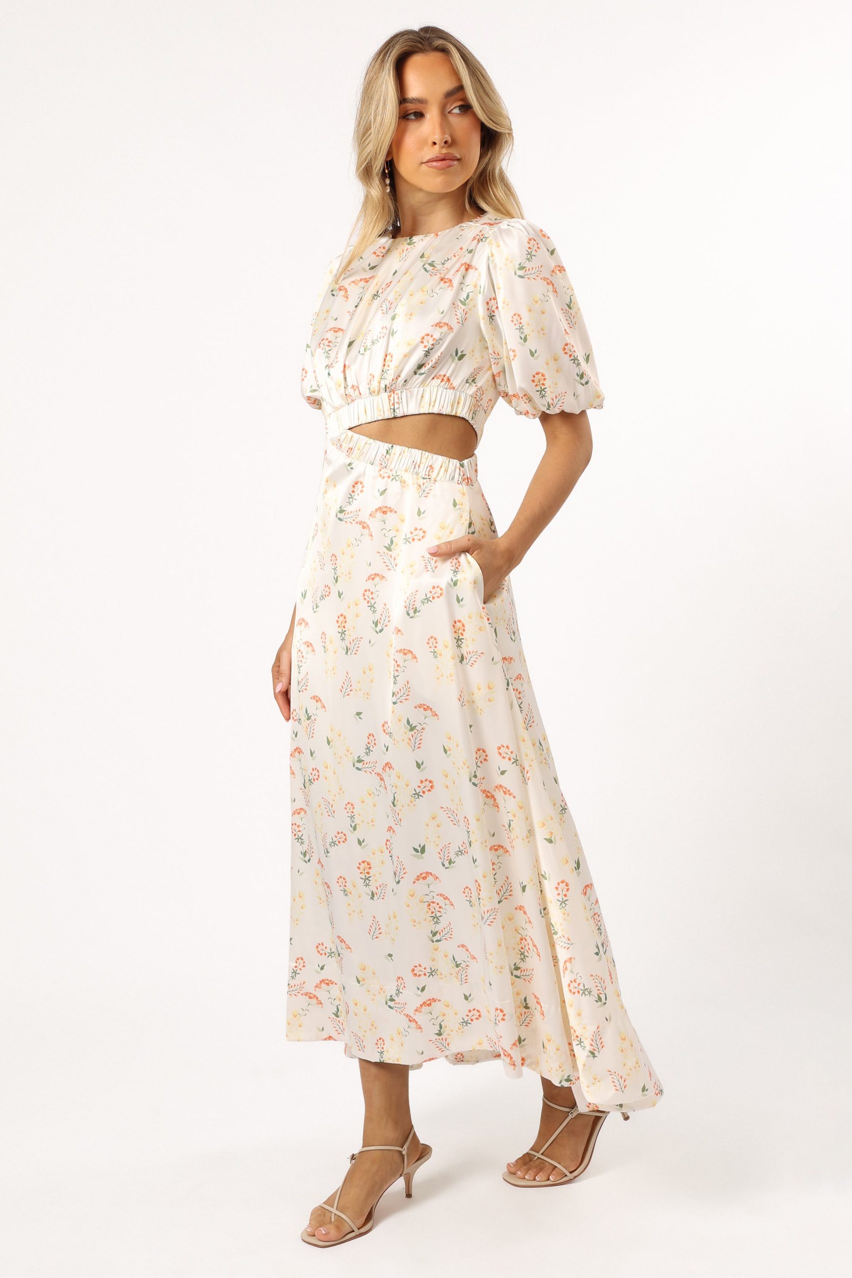Aminah Puff Sleeve Dress - Yellow Floral - Image 3