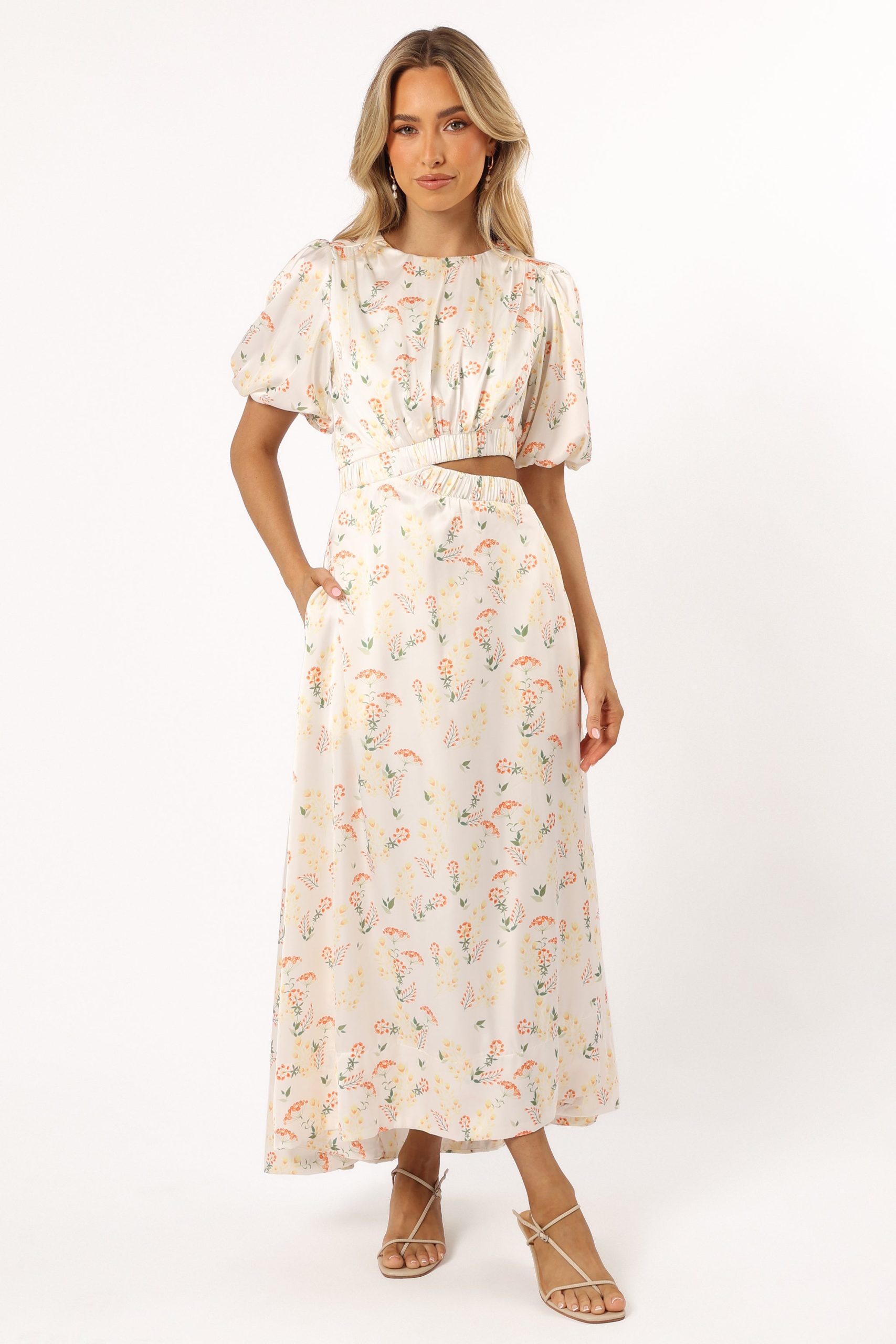 Aminah Puff Sleeve Dress - Yellow Floral - Image 4