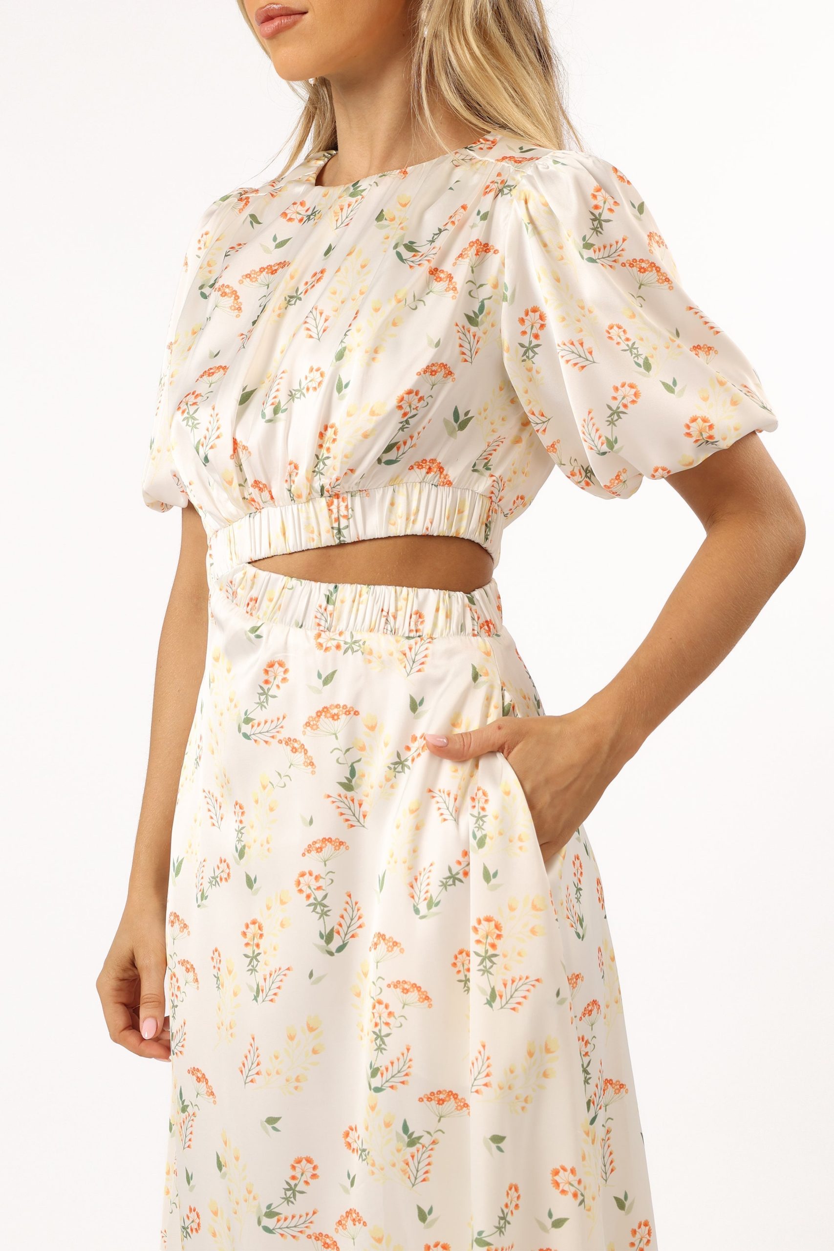 Aminah Puff Sleeve Dress - Yellow Floral - Image 5