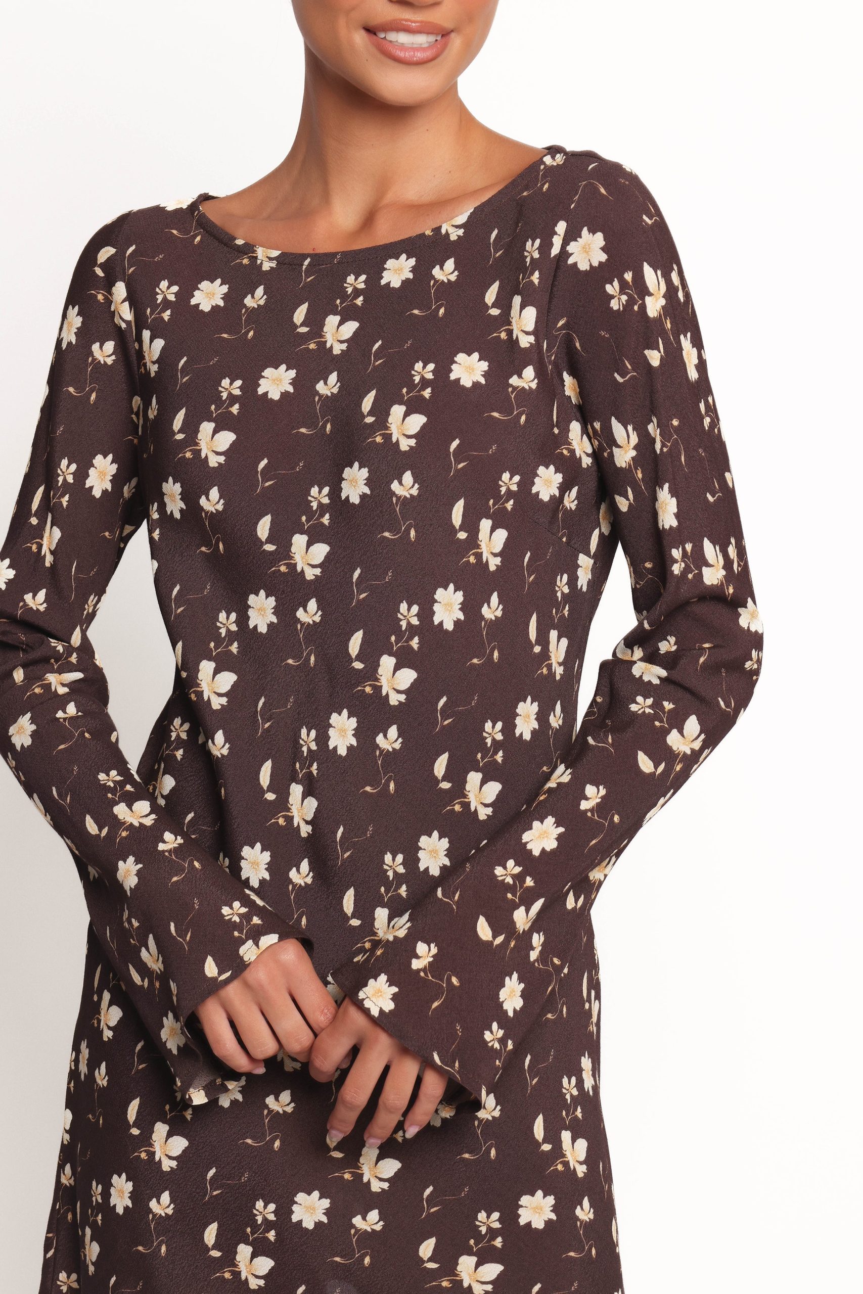 Amity Mini Dress - Brown Floral - Image 3