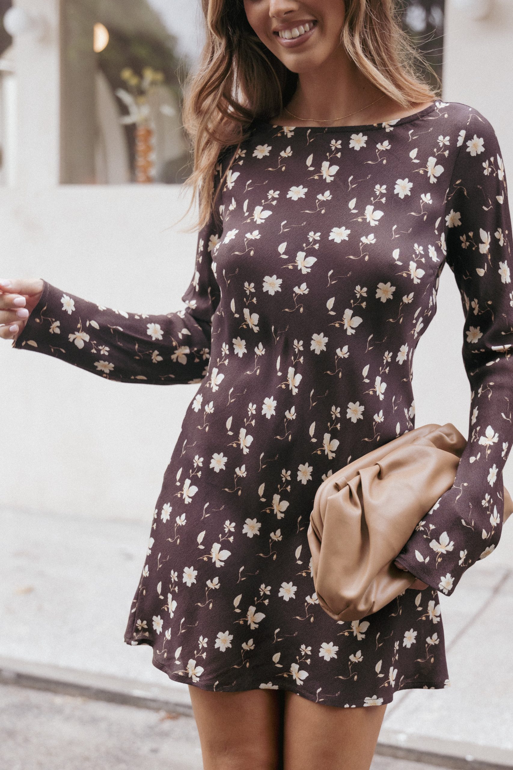 Amity Mini Dress - Brown Floral - Image 8