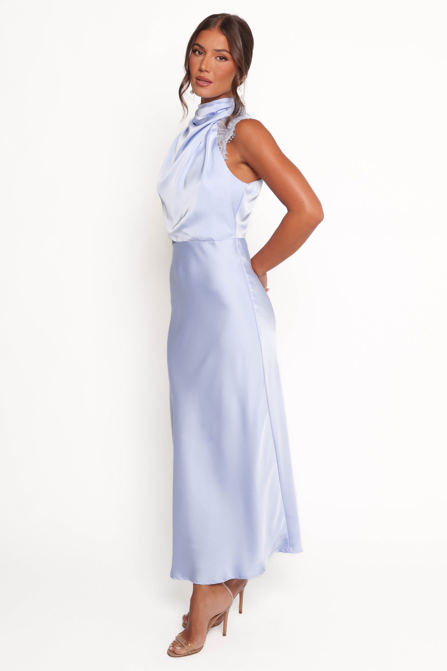 Anabelle Halter Neck Lace Maxi Dress - Baby Blue - Image 4