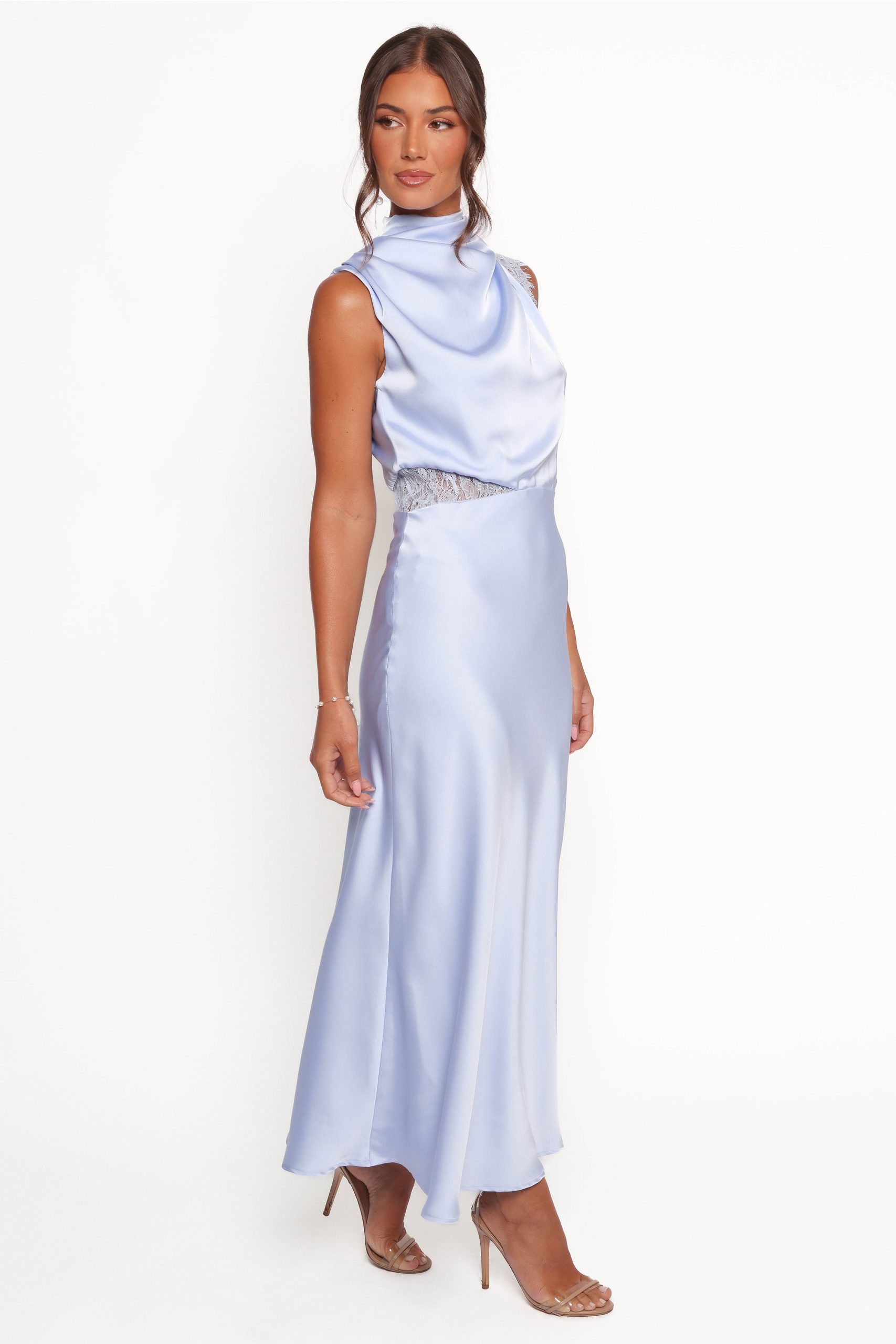 Anabelle Halter Neck Lace Maxi Dress - Baby Blue - Image 6